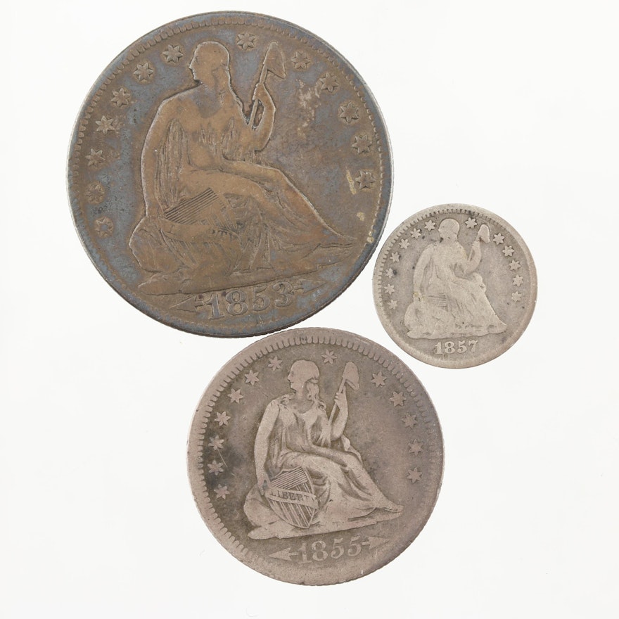 Group of Three Antique U.S. Seated Liberty Silver Coins