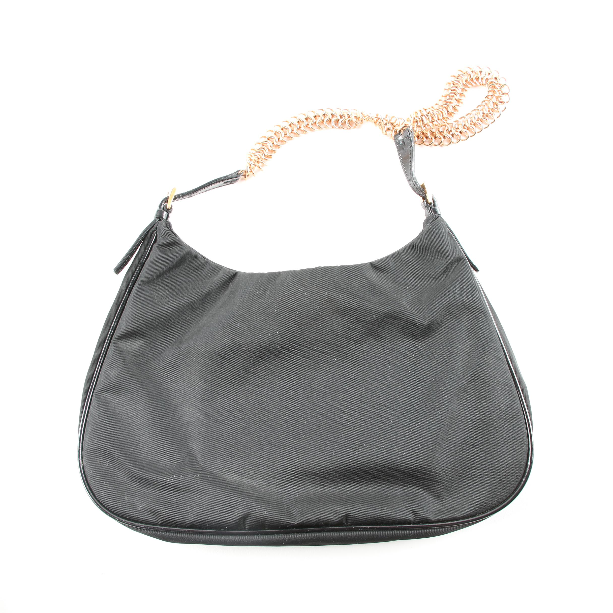 Prada Slim Profile Black Nylon Hobo Bag