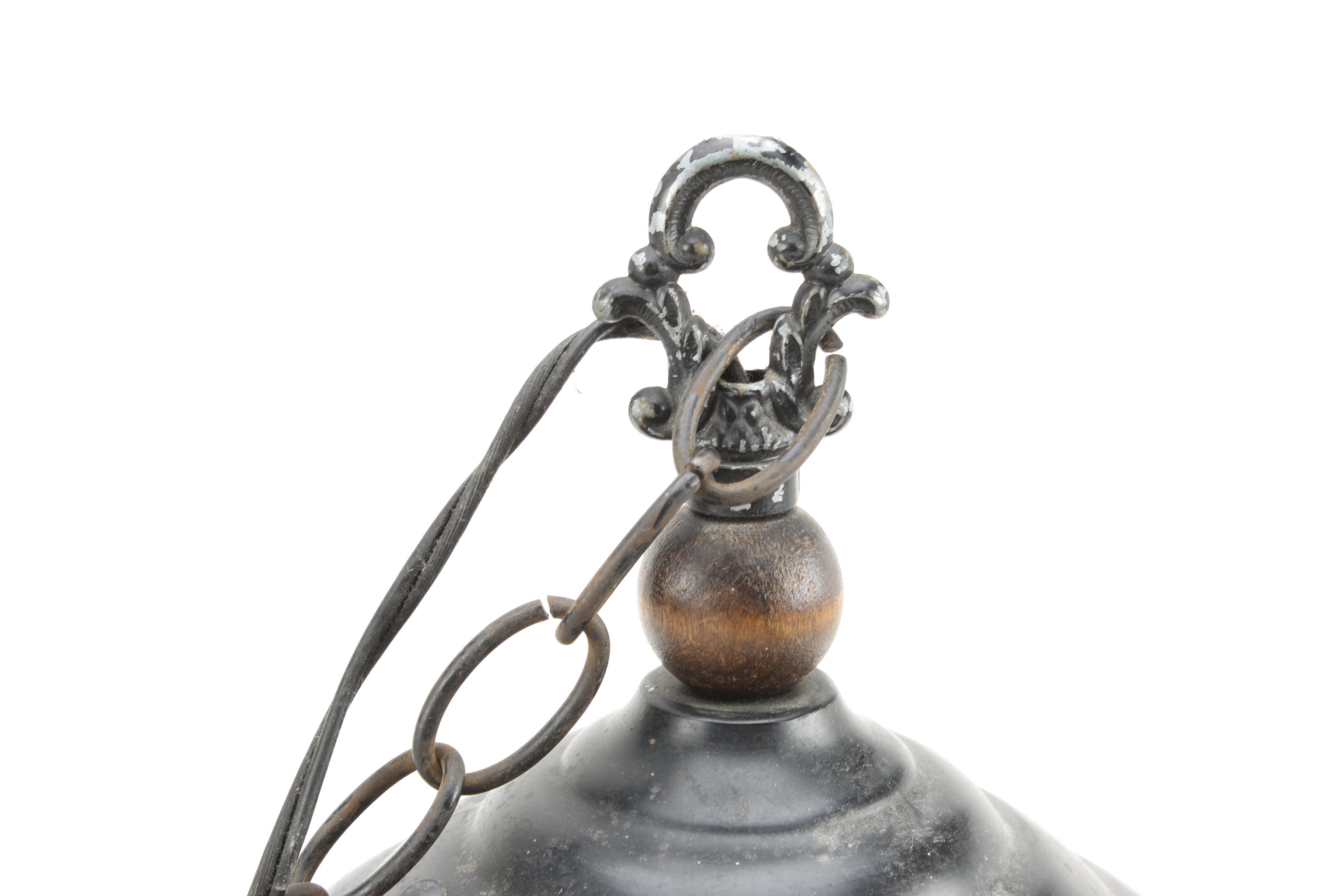 Pendant Light With Red and White Glass Shade