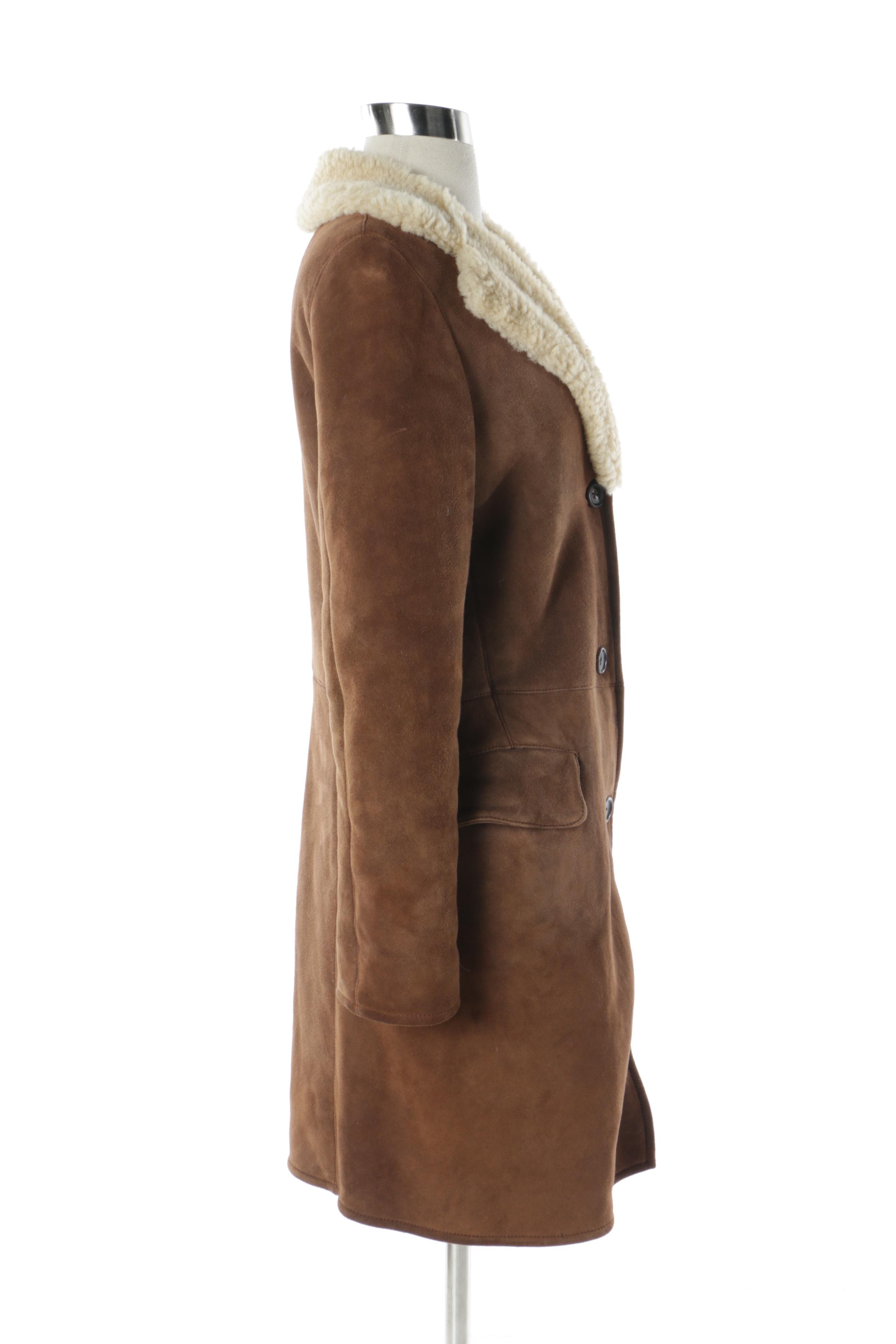 **REWORK**Women's Jil Sander Brown Shearling Coat