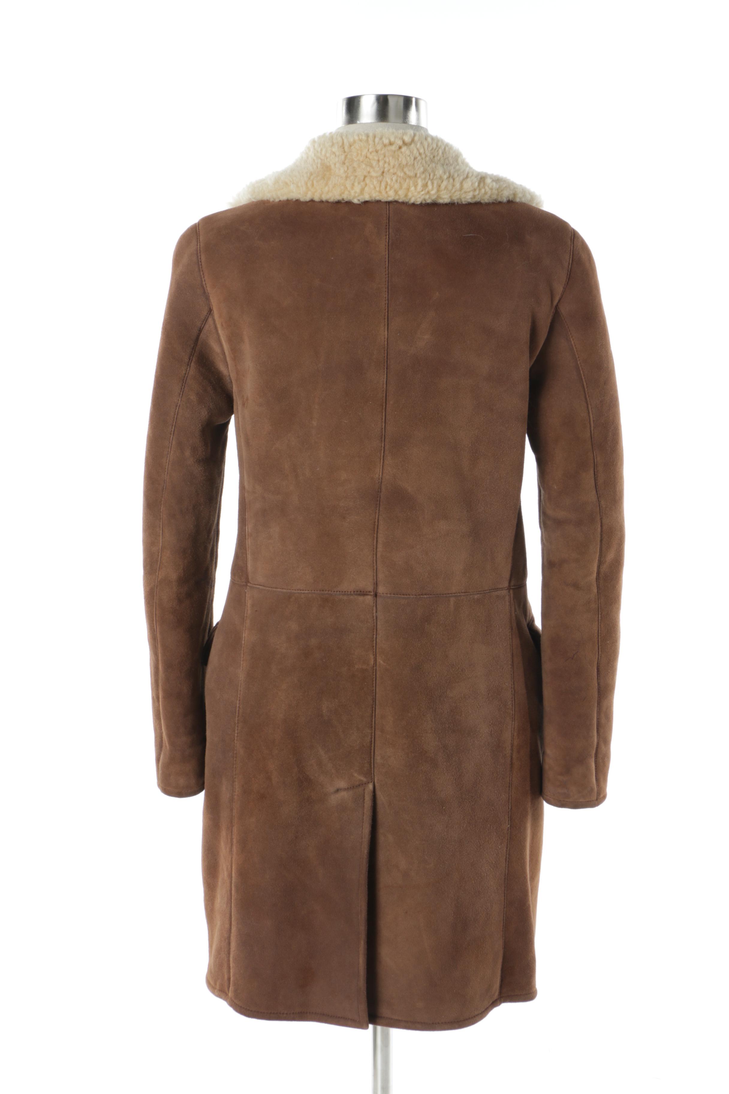 **REWORK**Women's Jil Sander Brown Shearling Coat