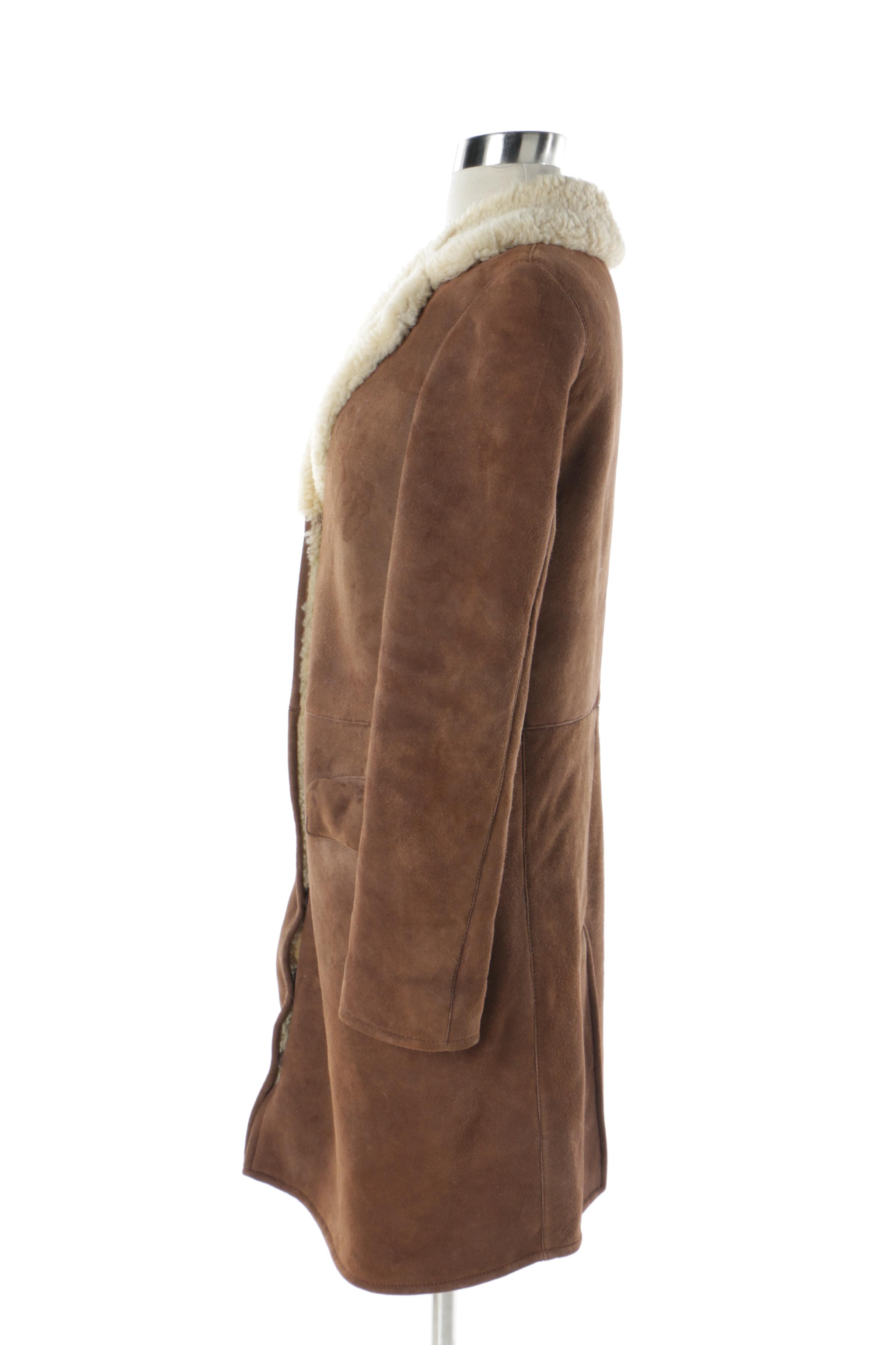 **REWORK**Women's Jil Sander Brown Shearling Coat