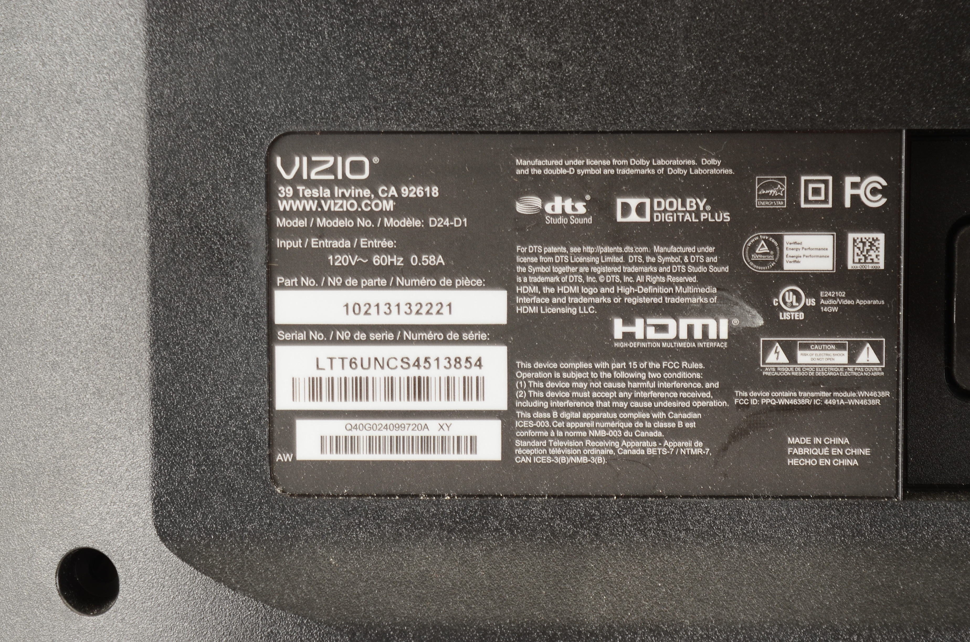 Vizio 23" Flat Screen Wifi Television