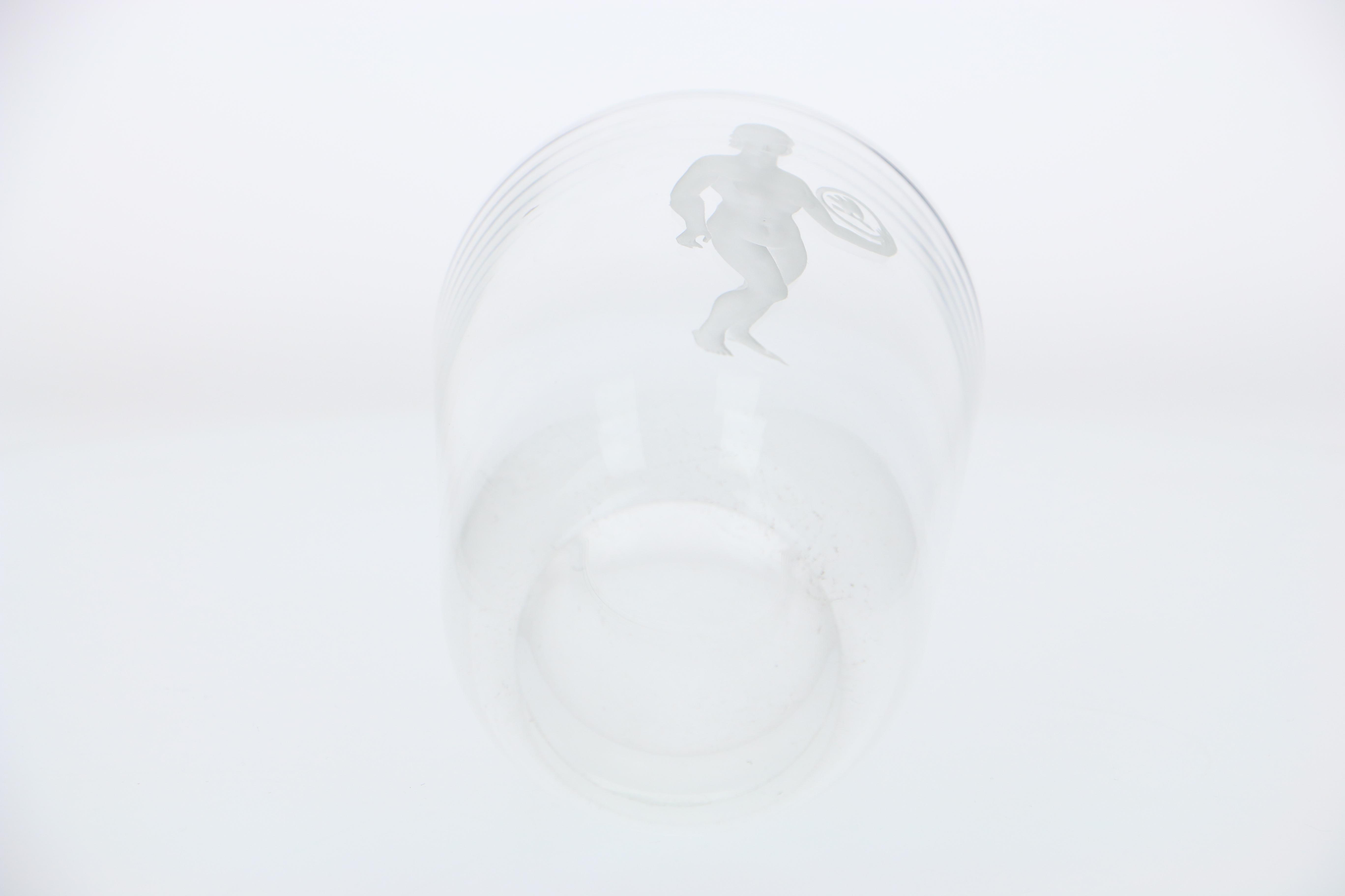 Etched Glass Vase with Classical Female Nude