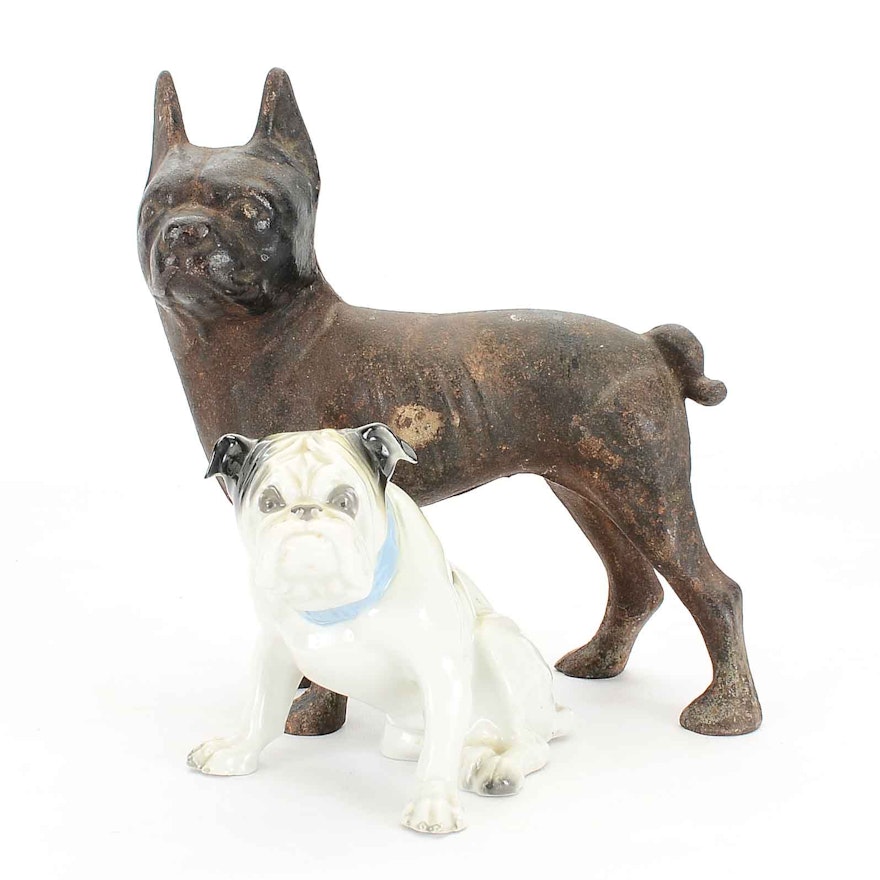 Decorative Ceramic and Metal Dog Figurines
