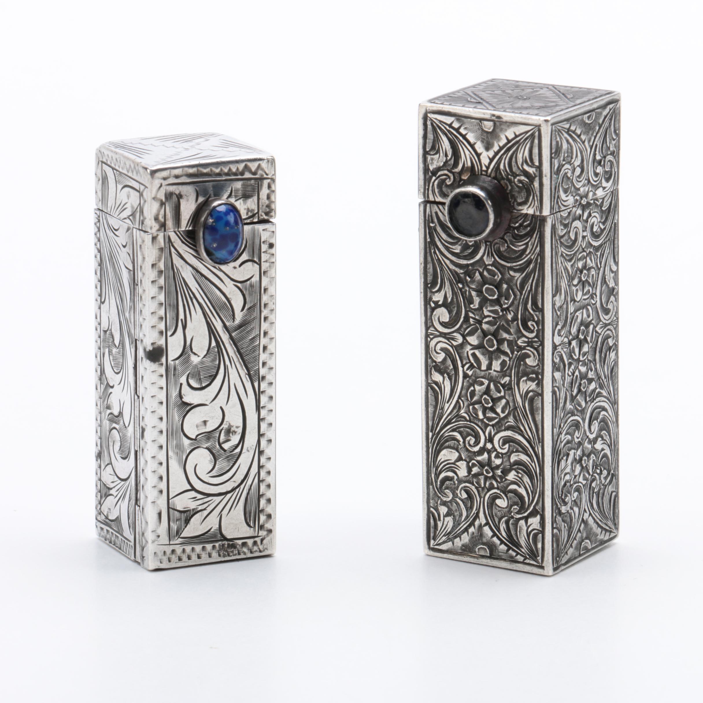 800 Silver Lipstick Cases with Scrolling Floral Decoration