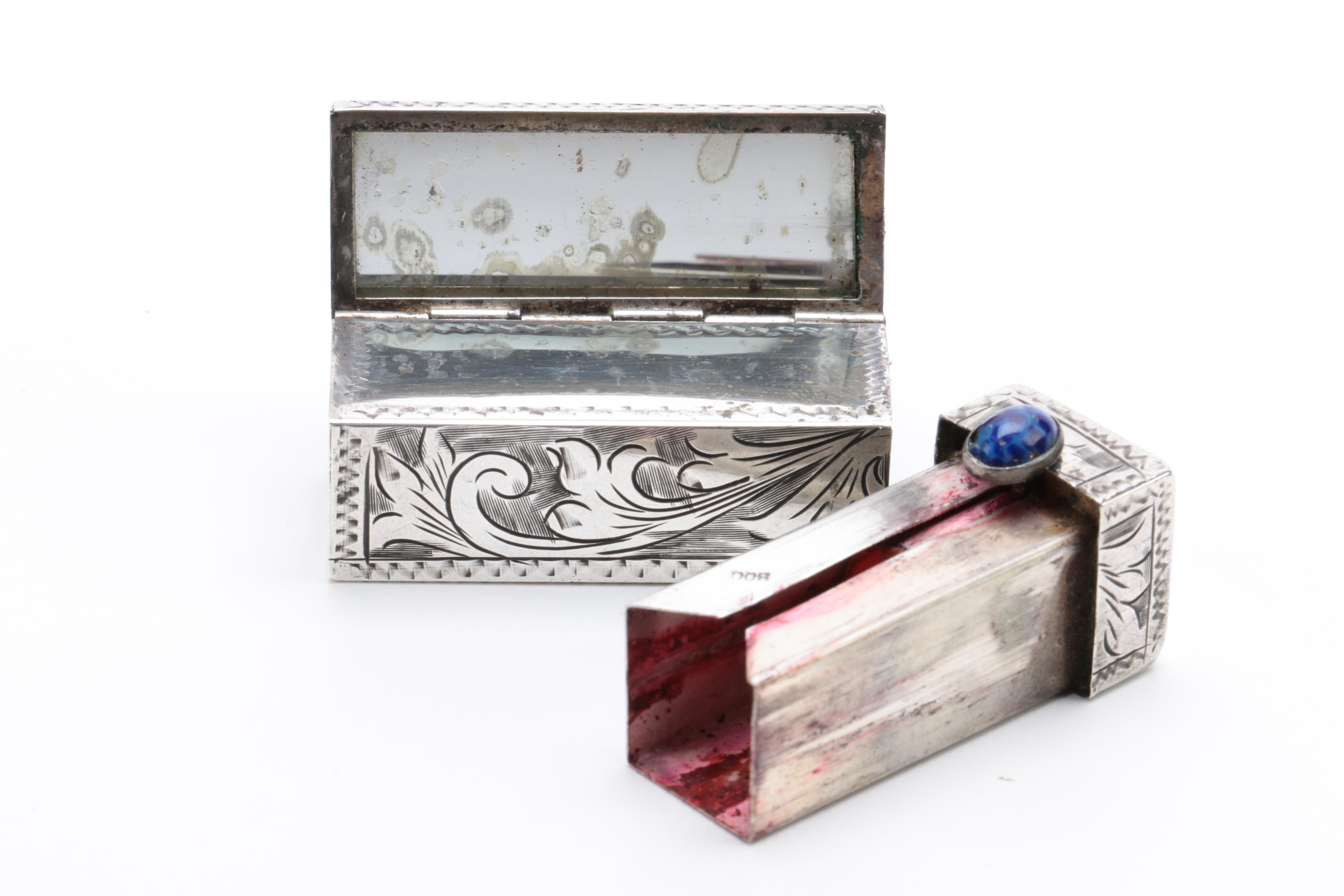 800 Silver Lipstick Cases with Scrolling Floral Decoration