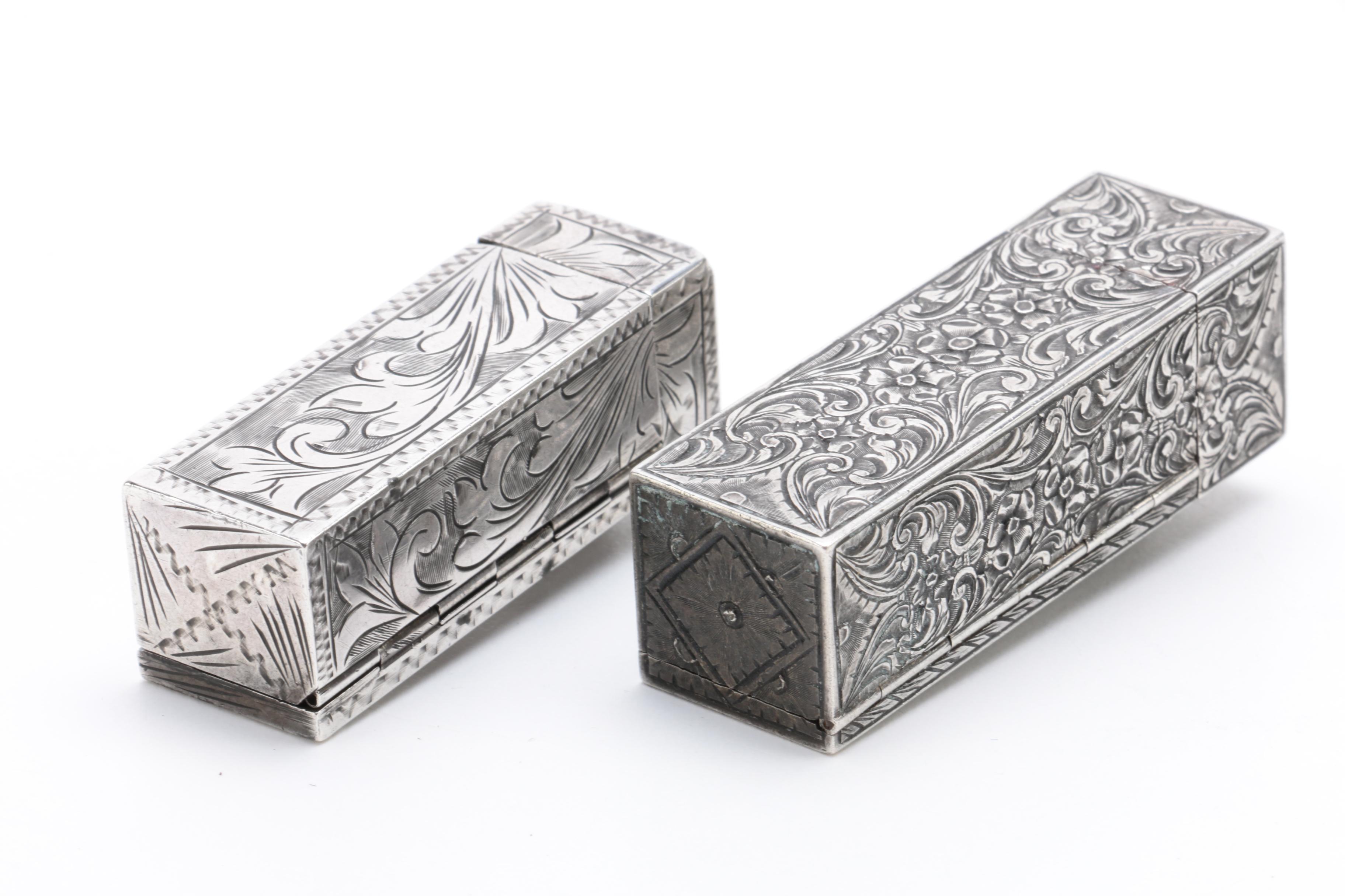 800 Silver Lipstick Cases with Scrolling Floral Decoration
