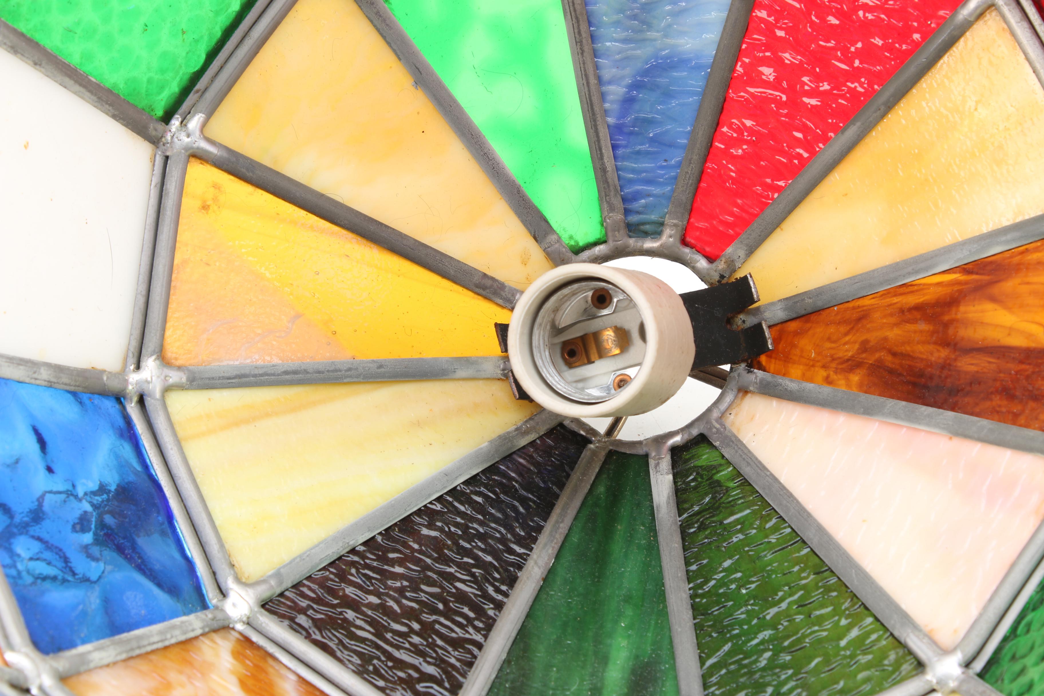 Pair of Stained Glass Hanging Lights