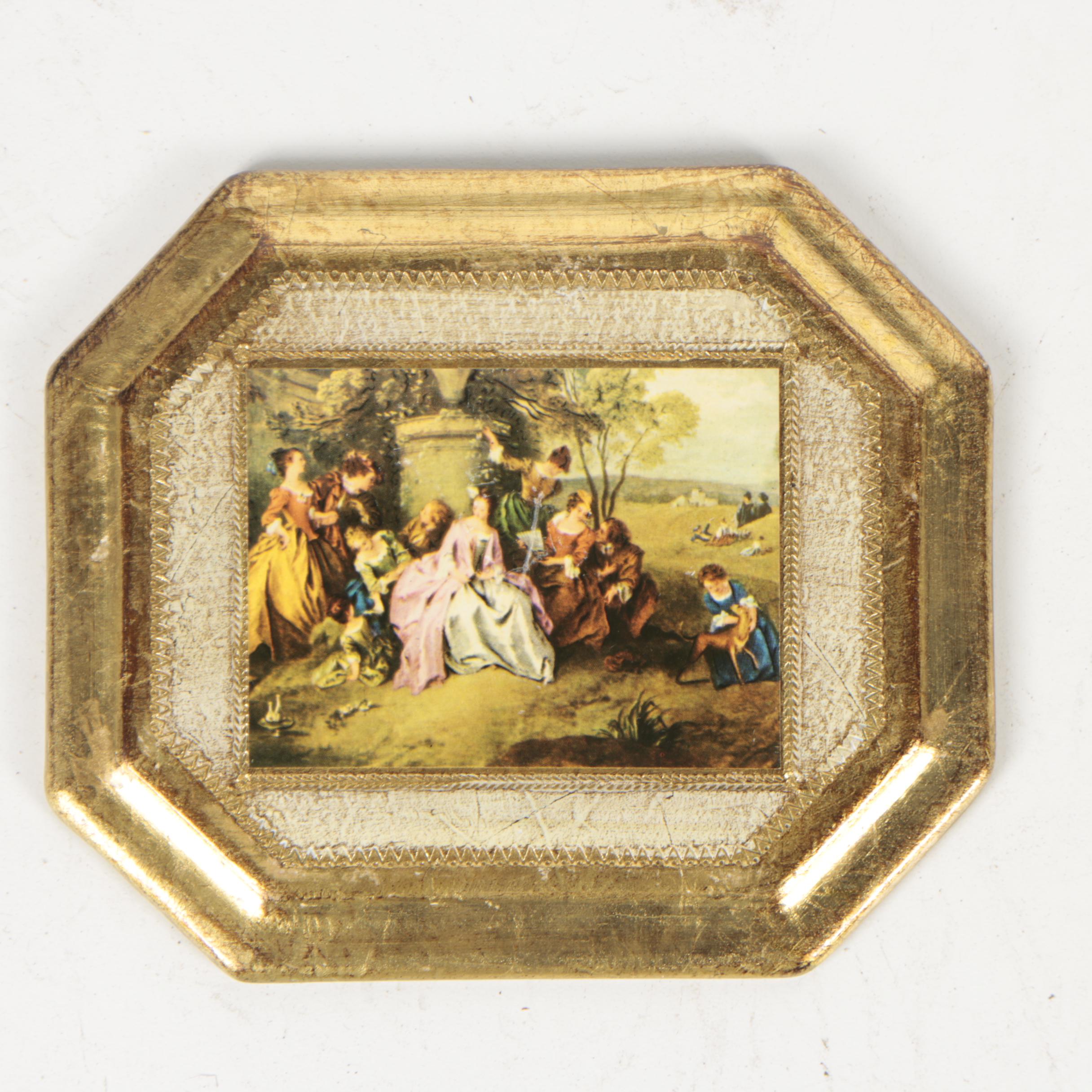 Mid Century Prints After 18th Century Genre Scenes in Decorative Frames