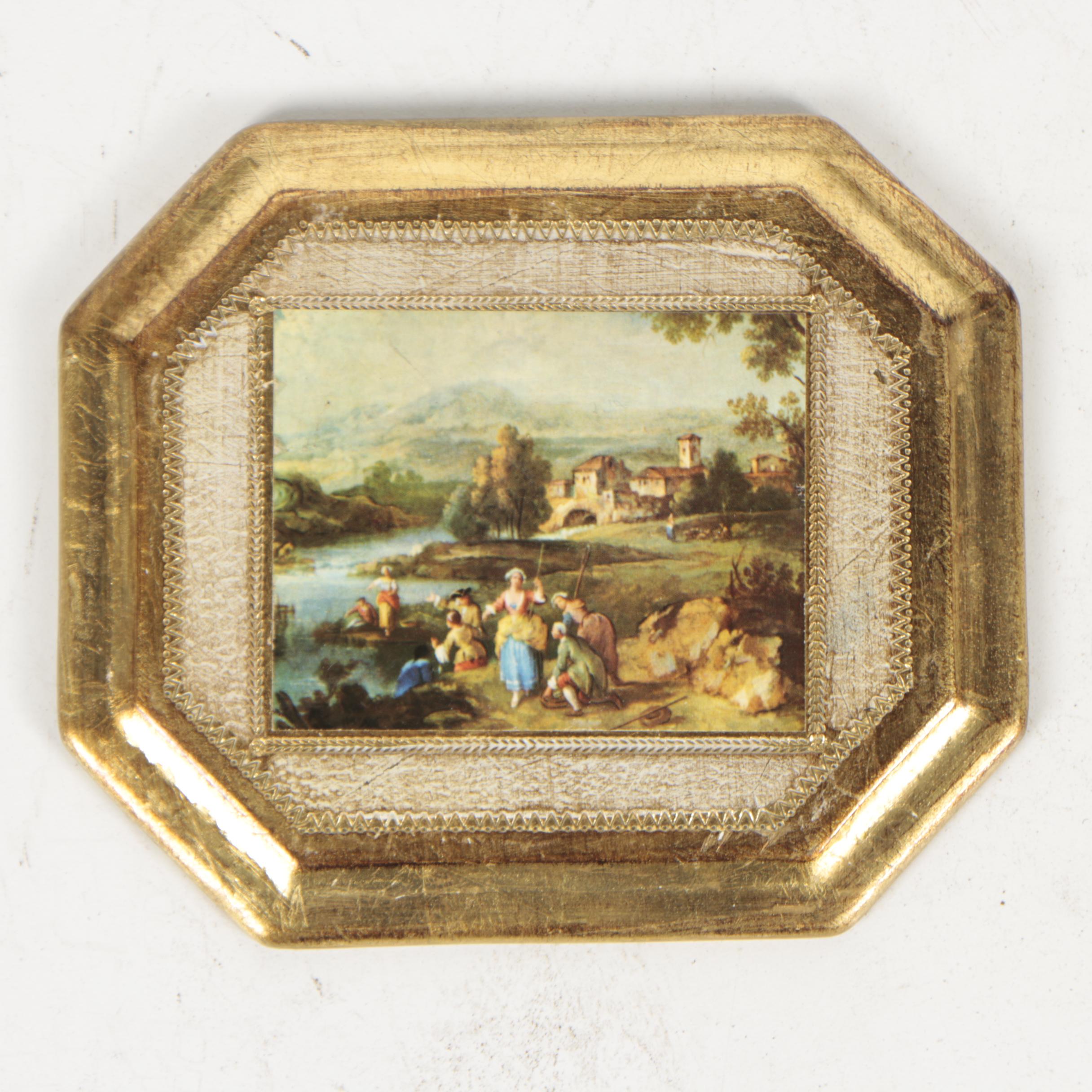 Mid Century Prints After 18th Century Genre Scenes in Decorative Frames
