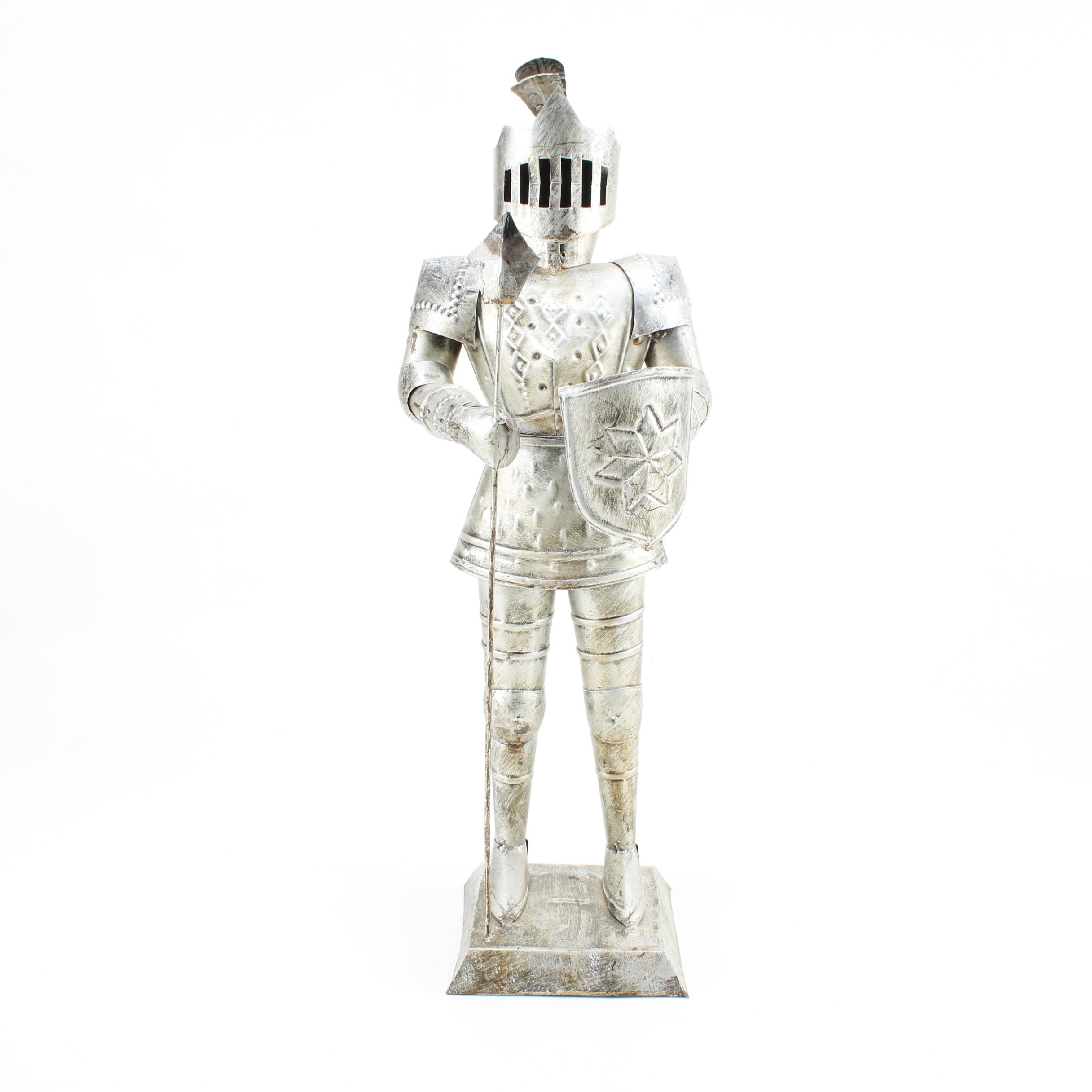 Vintage Mexican Suit of Armor Tin Statue