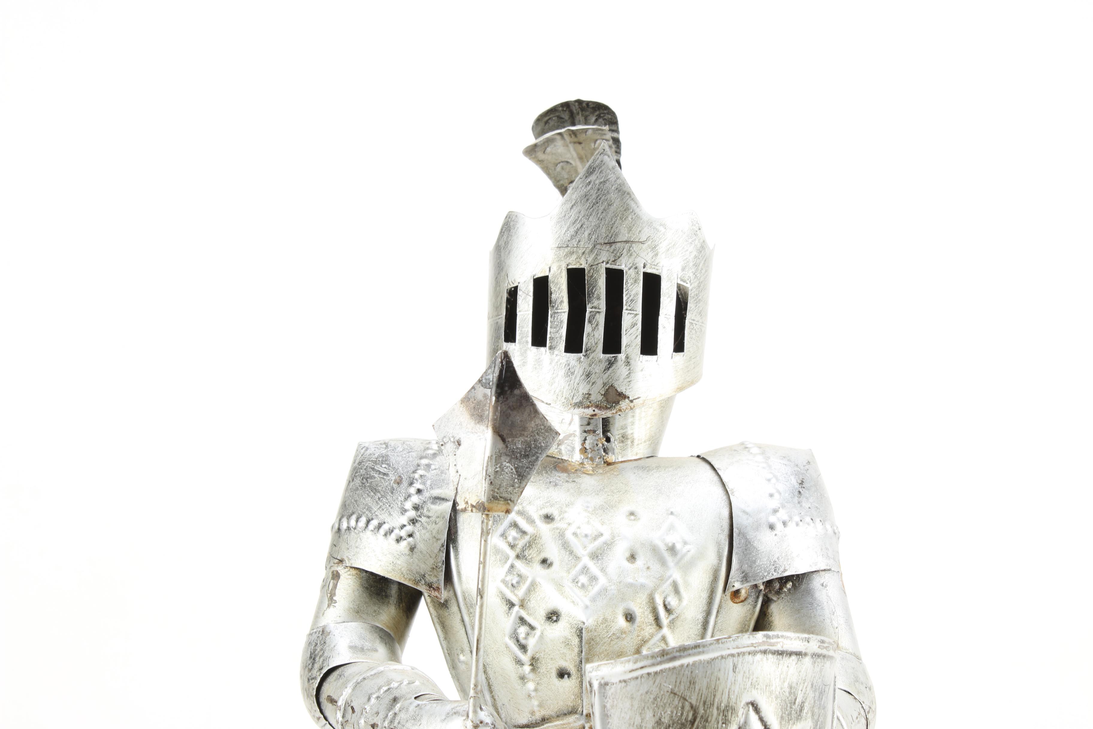 Vintage Mexican Suit of Armor Tin Statue