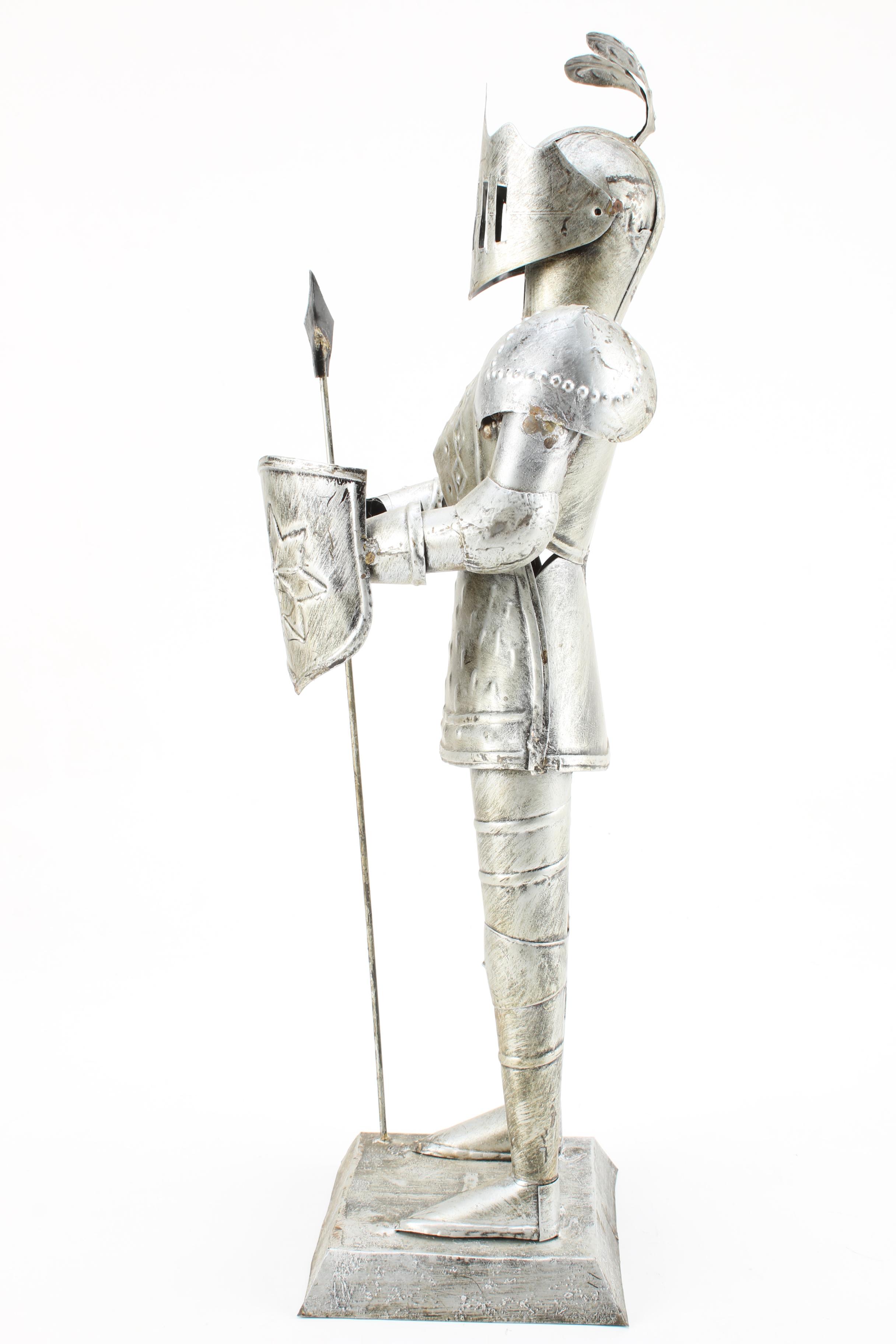Vintage Mexican Suit of Armor Tin Statue