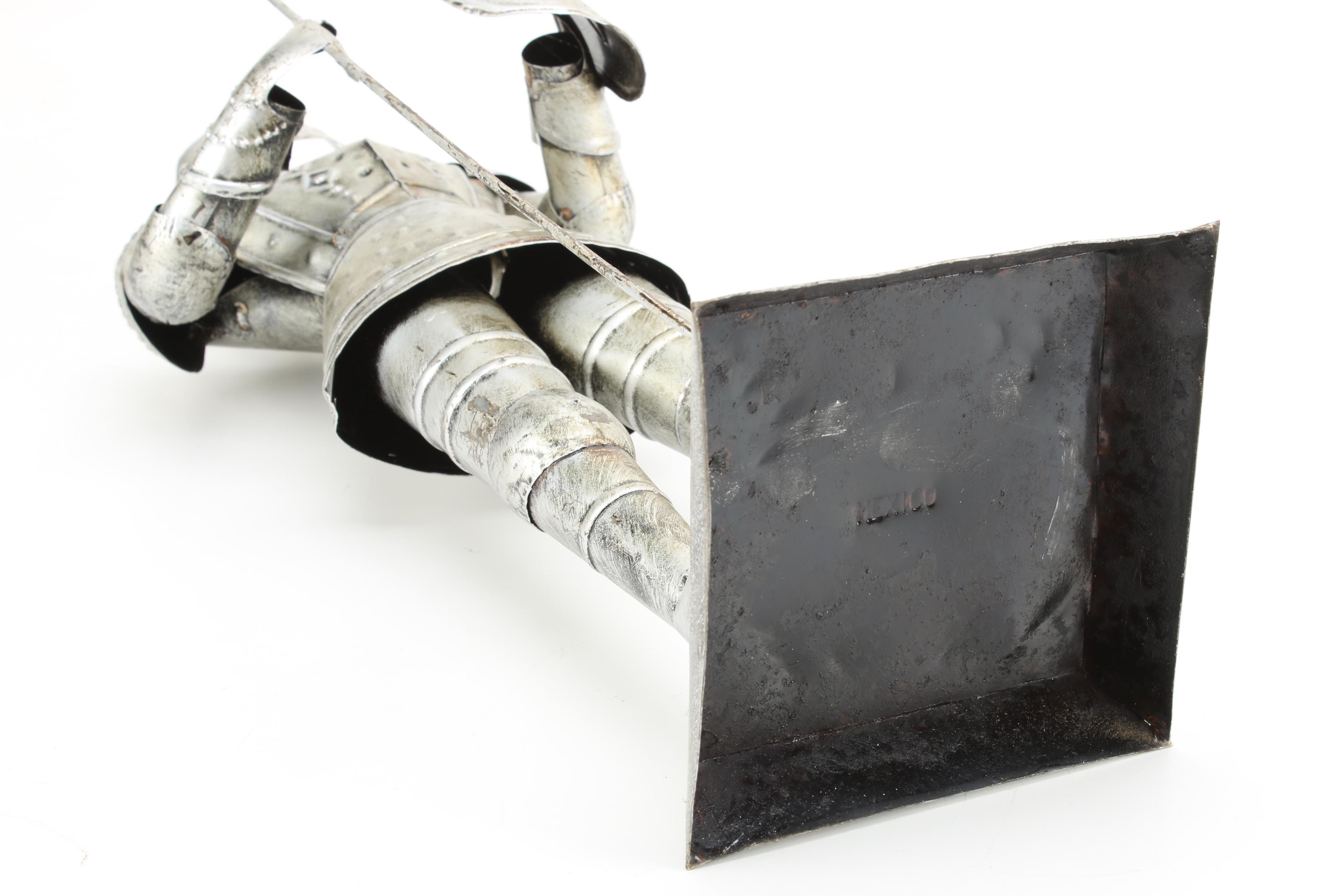 Vintage Mexican Suit of Armor Tin Statue