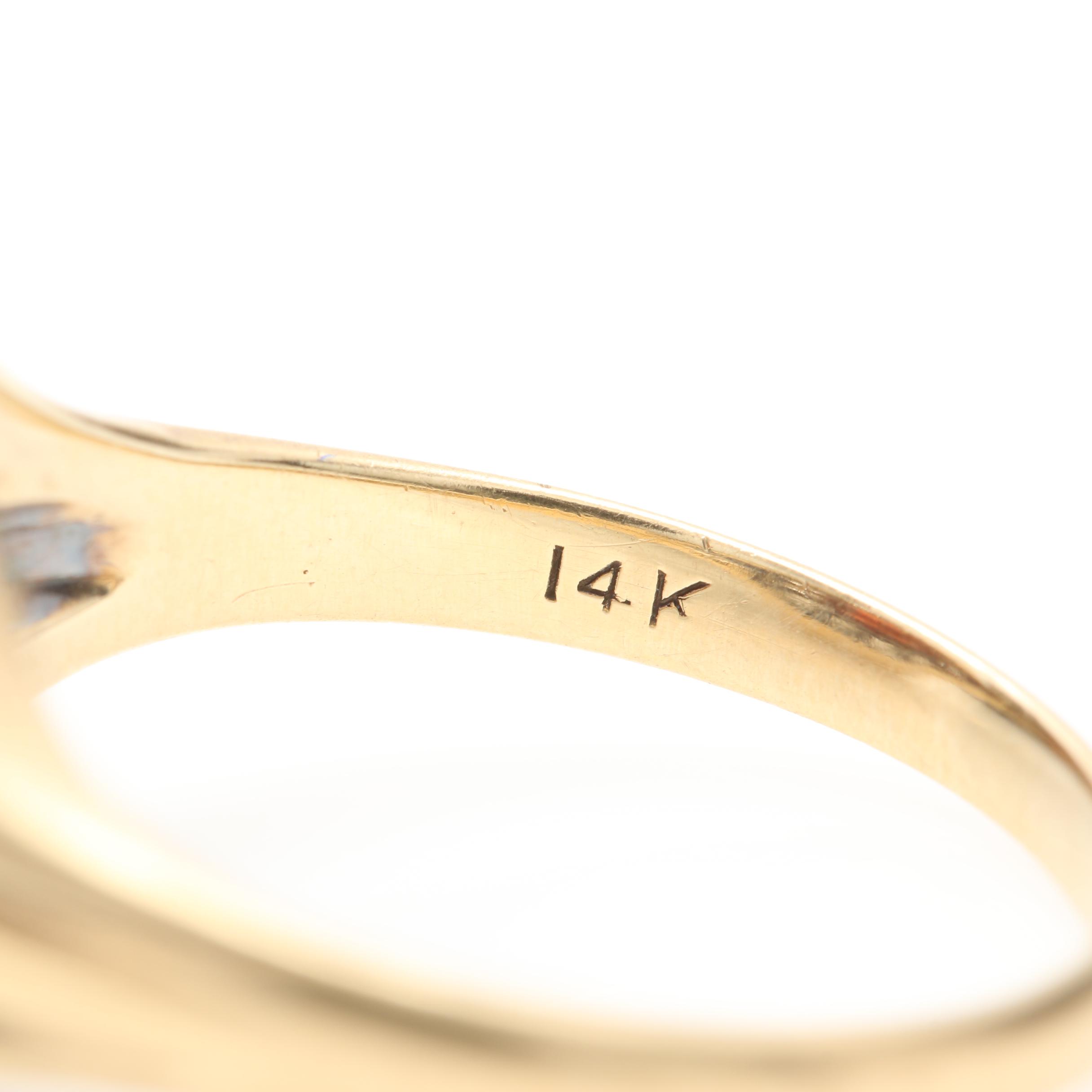 14K Yellow Gold and Platinum Garnet and Diamond Ring