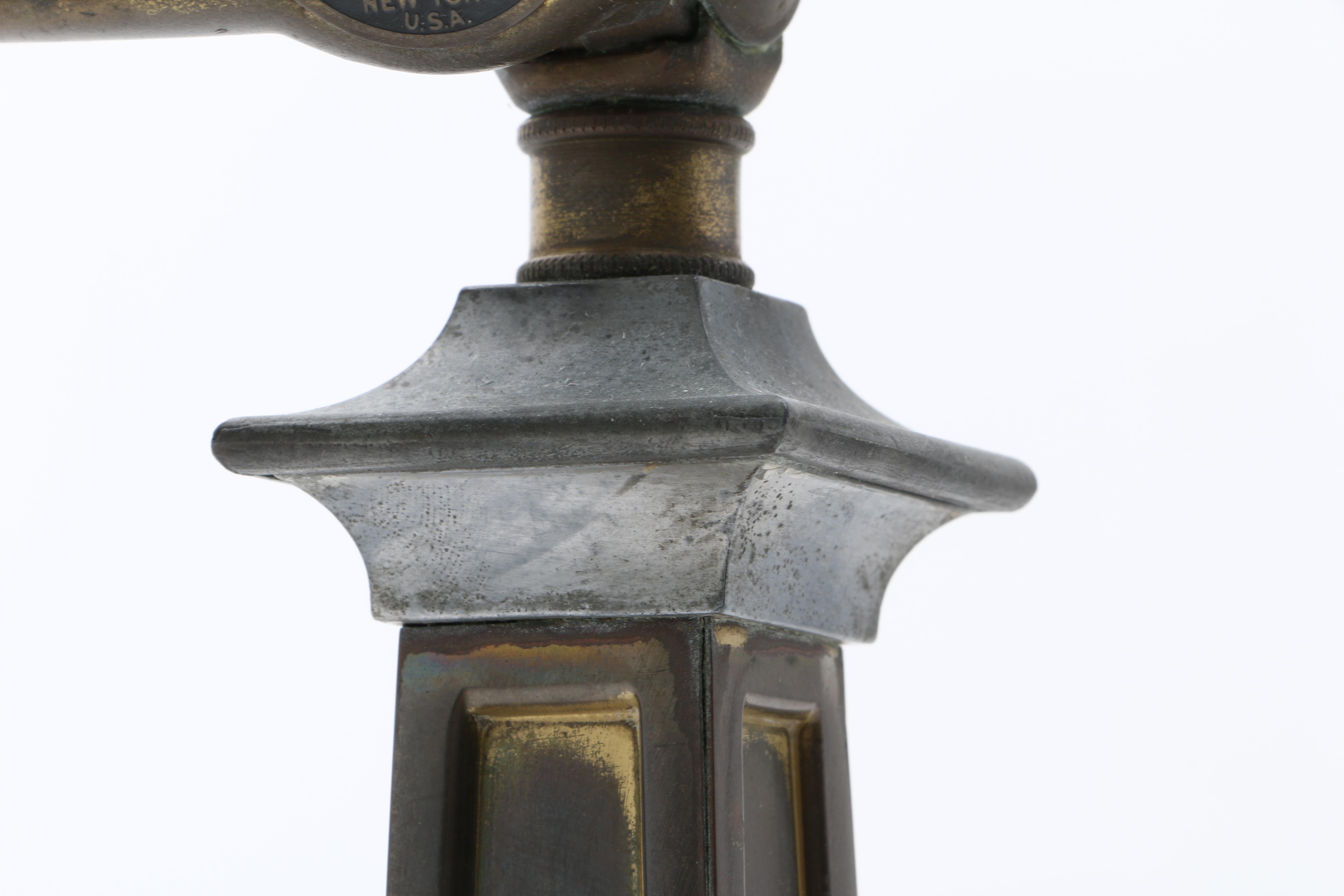 Vintage Emeralite Bankers Desk Lamp with Etched Green Glass Shade