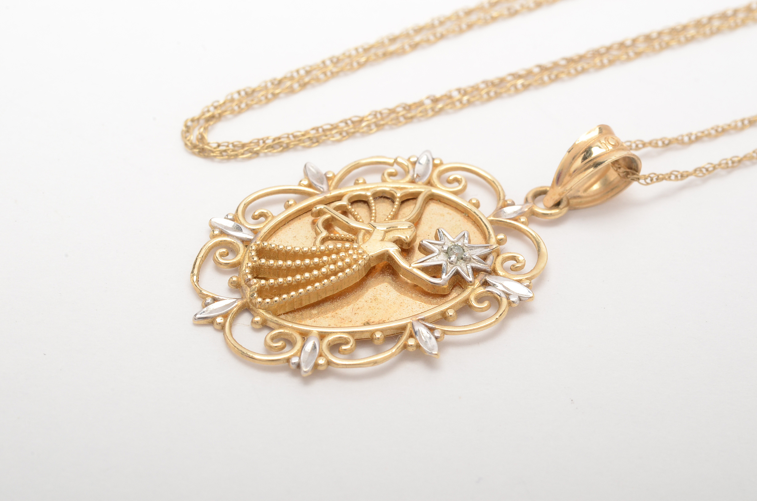 Michael Anthony 10K Yellow Gold Angel Pendant Necklace with Diamond Accent