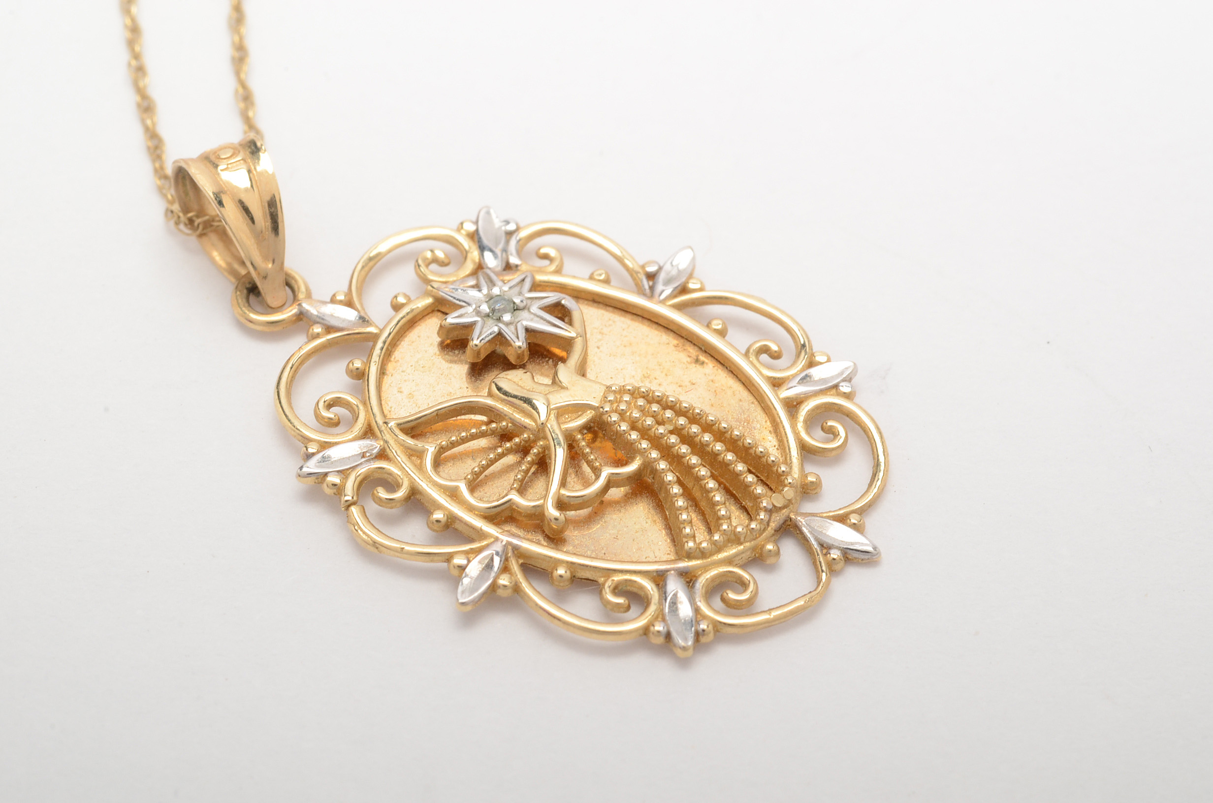 Michael Anthony 10K Yellow Gold Angel Pendant Necklace with Diamond Accent