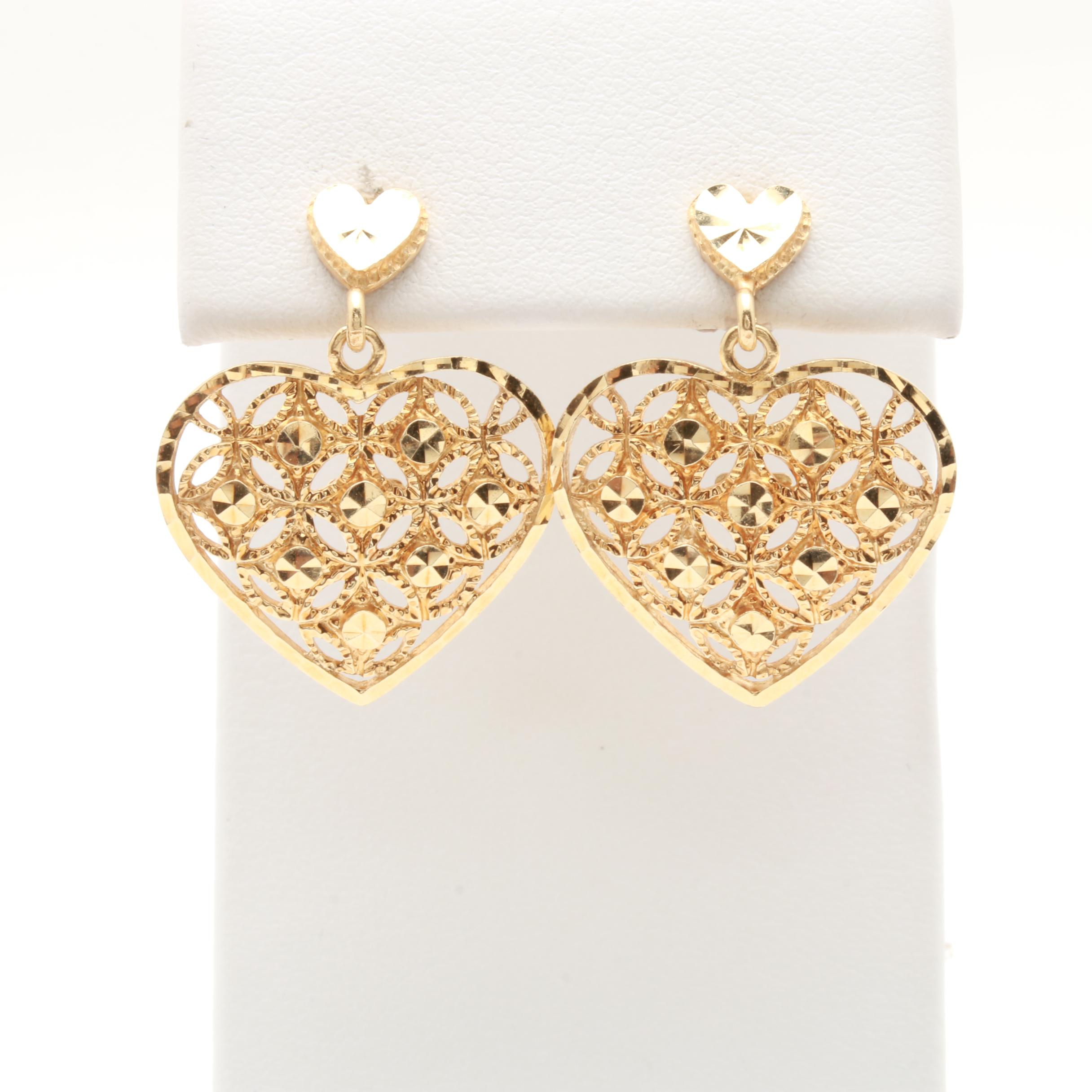Beverly Hills Gold 14K Yellow Gold Heart Earrings