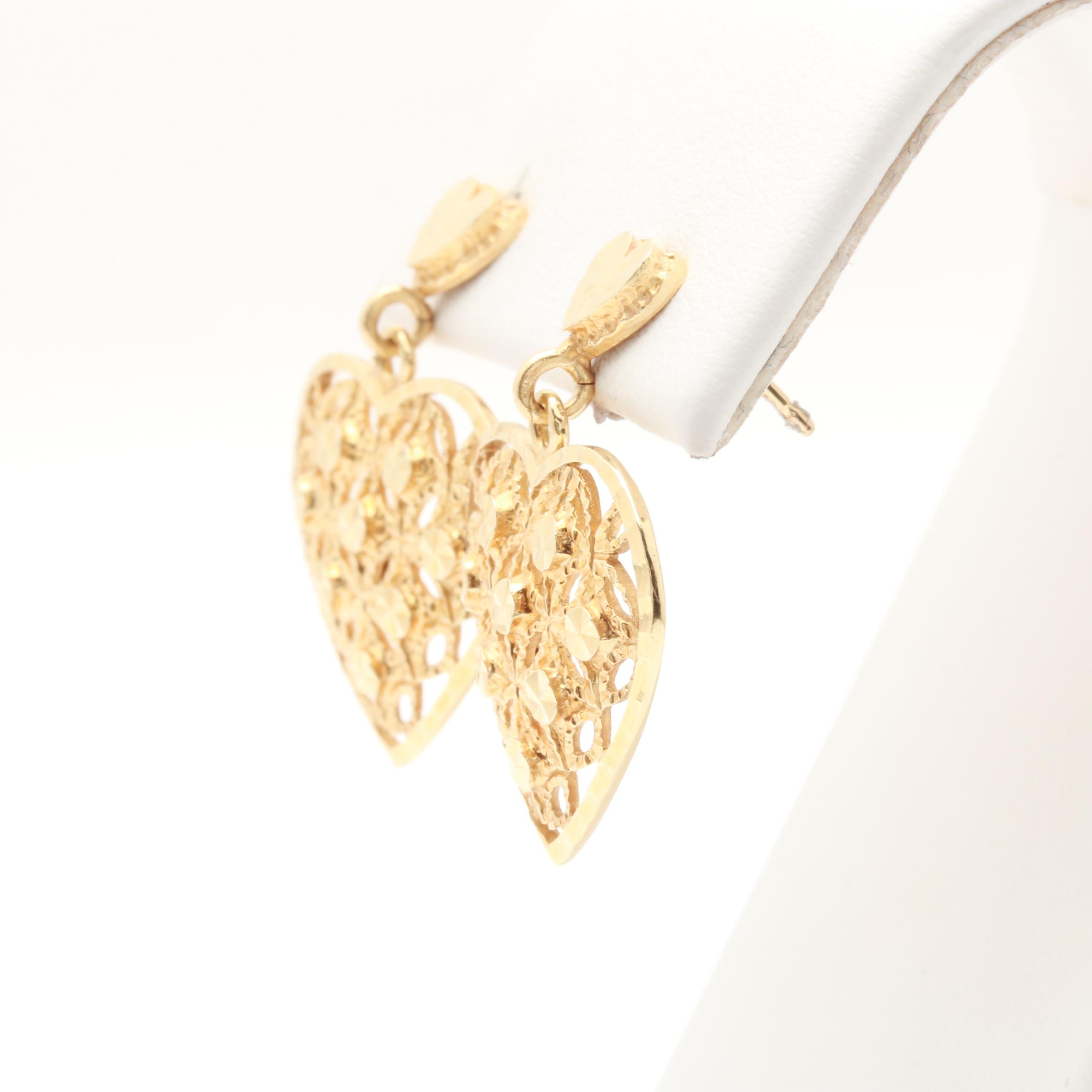 Beverly Hills Gold 14K Yellow Gold Heart Earrings