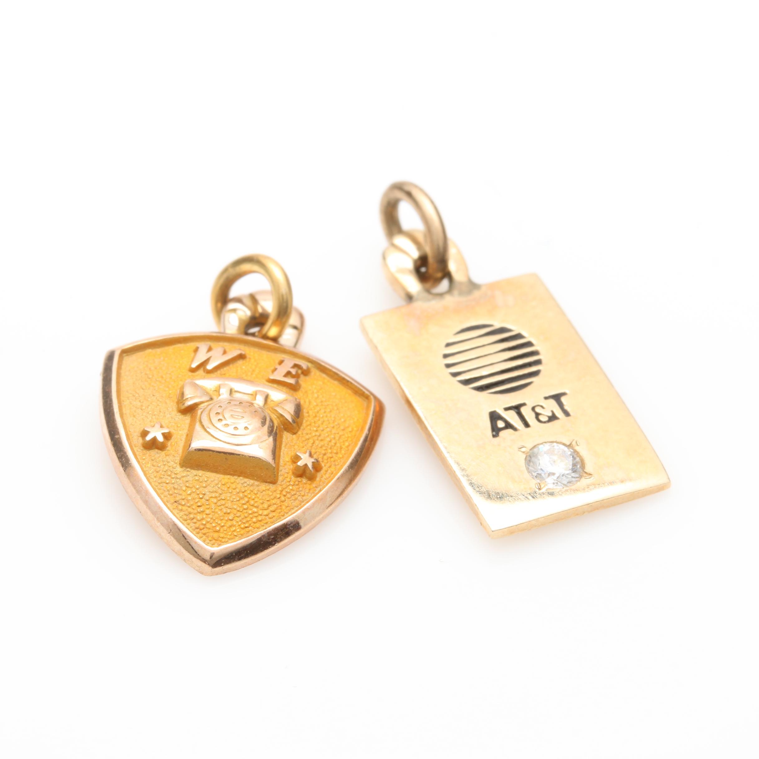 10K Yellow Gold Diamond Charms