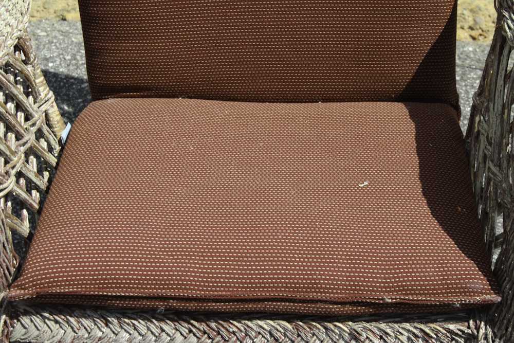 Vintage Wicker Rocking Chair with Cushions