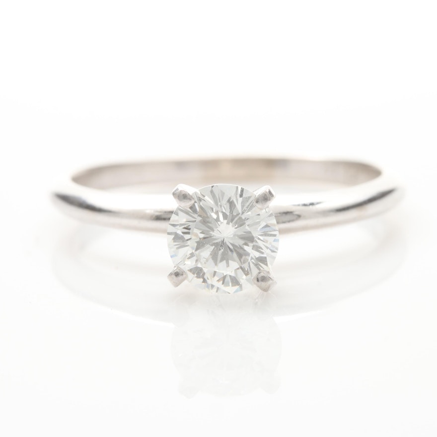 "The Leo" Platinum and 14K White Gold Diamond Solitaire Ring