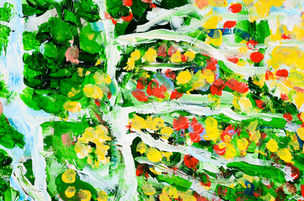 Will Becker Acrylic Painting on Paper "Trees on the Edge of the Lake"