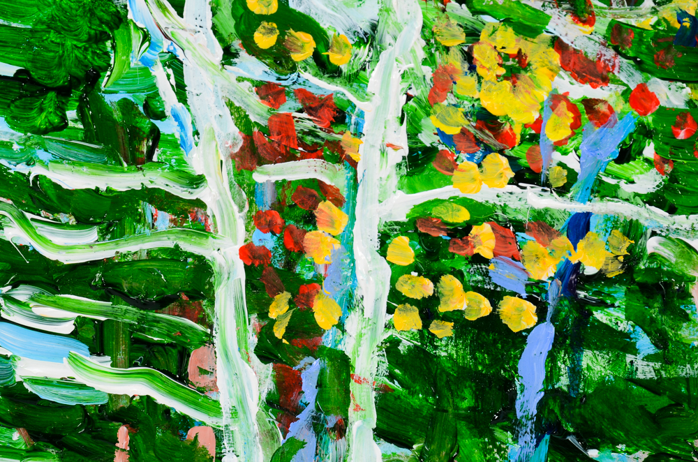 Will Becker Acrylic Painting on Paper "Trees on the Edge of the Lake"