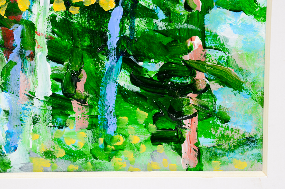 Will Becker Acrylic Painting on Paper "Trees on the Edge of the Lake"