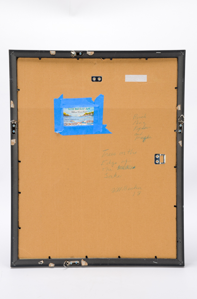 Will Becker Acrylic Painting on Paper "Trees on the Edge of the Lake"