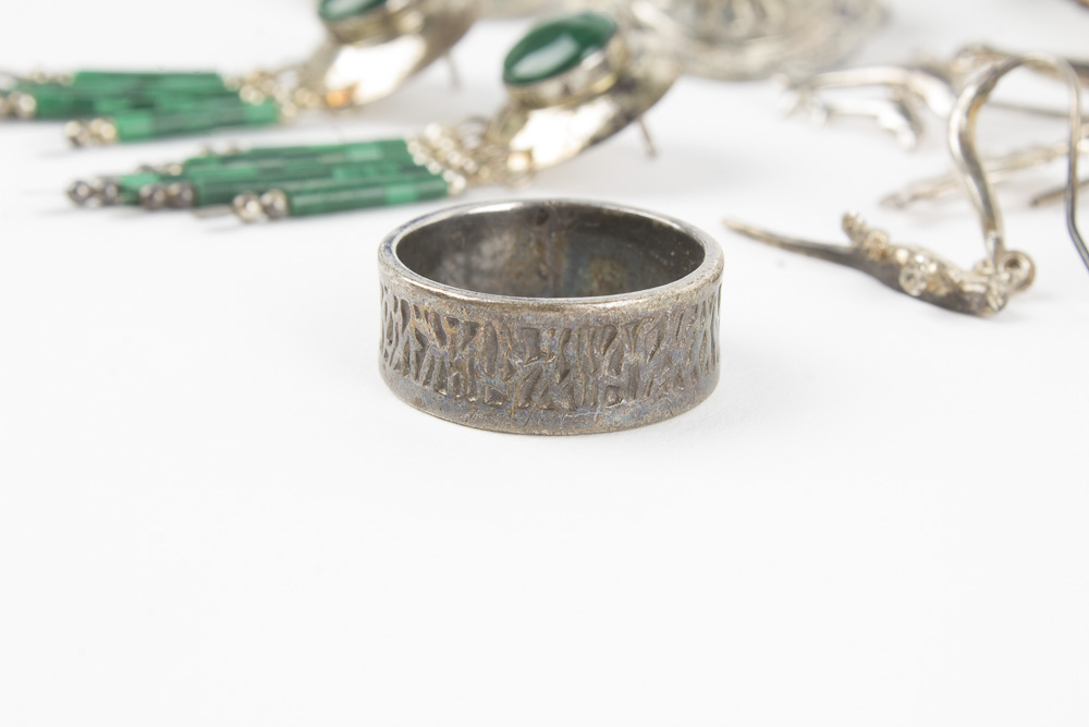 Southwestern Style Sterling Silver and 950 Silver Jewelry Featuring Turquoise