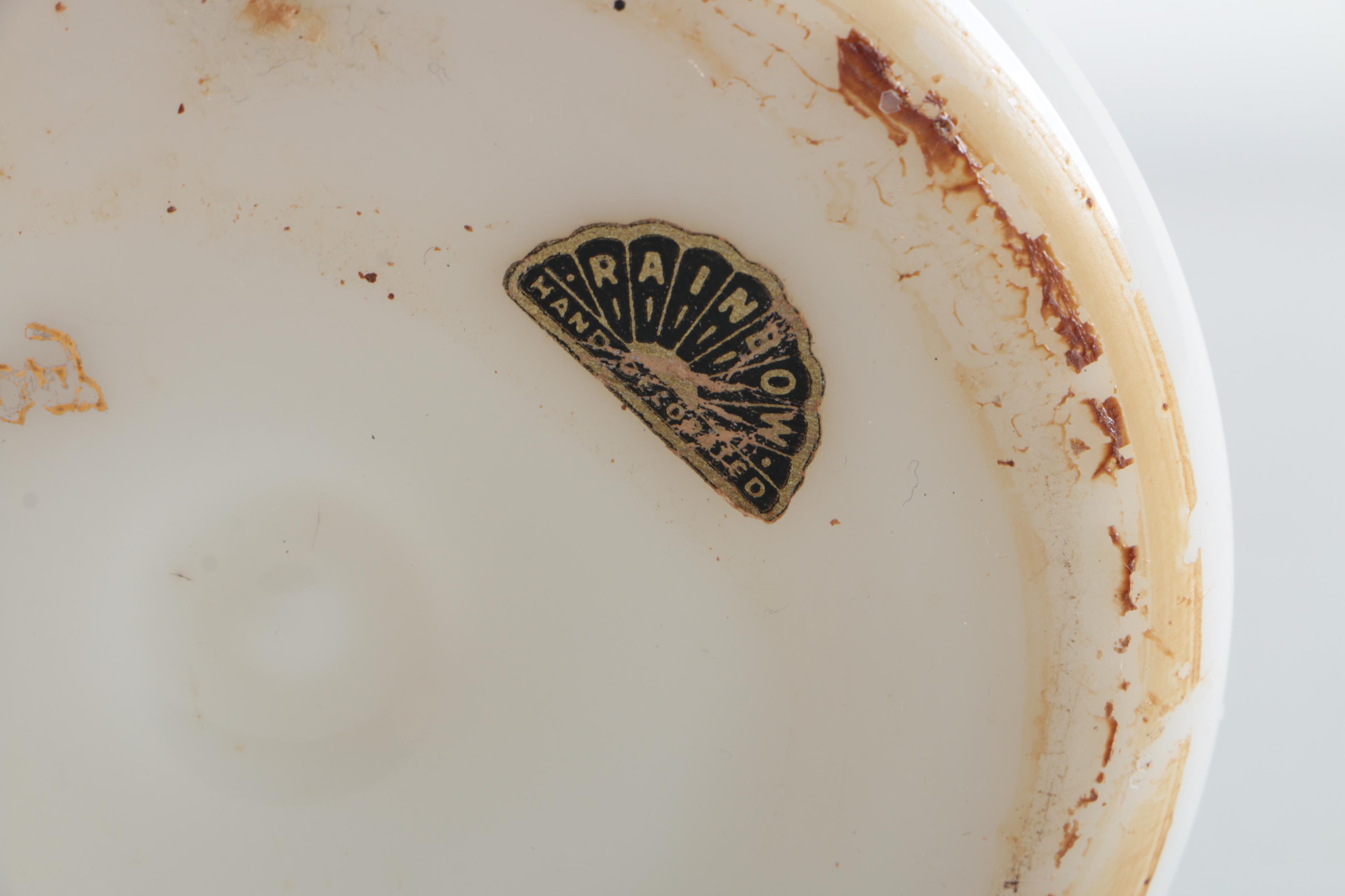 Rainbow Brand Floral Motif White Glass Vase