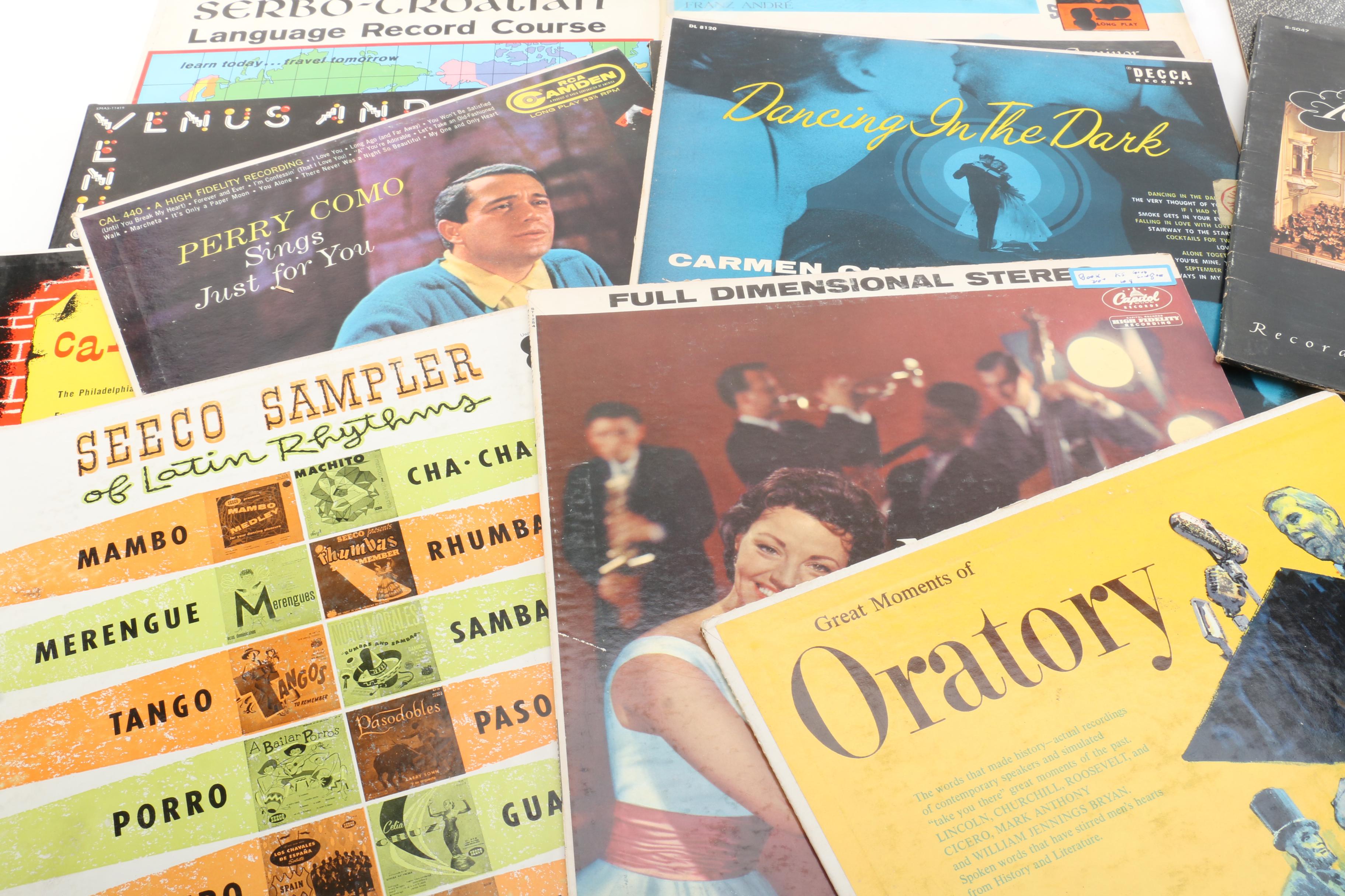 Vintage Records Including Berlitz Spanish Course, Mahalia Jackson, Perry Como