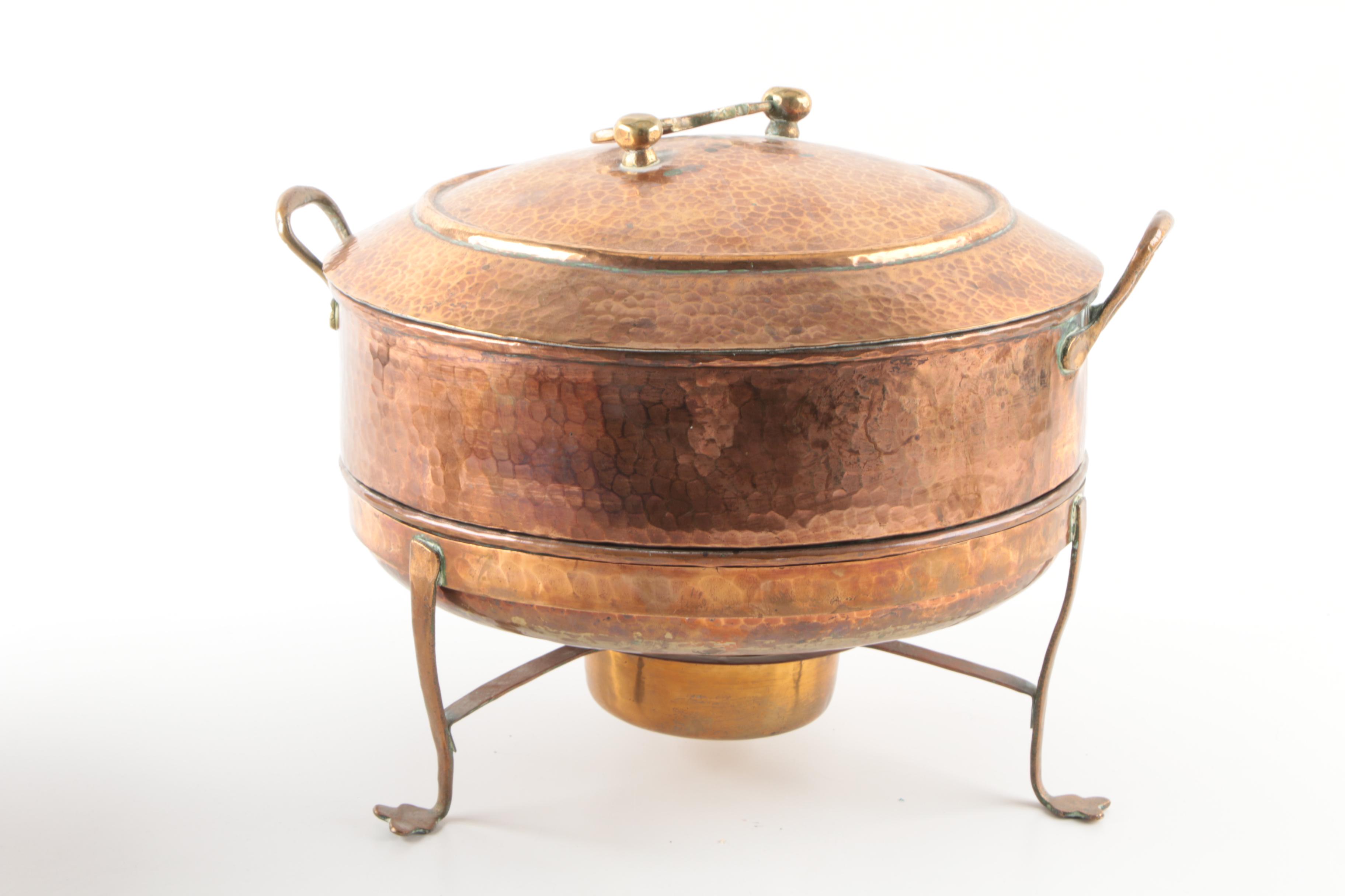 Pakistani Afghan Metal Works "Peshawar" Hammered Copper Chafing Dishes