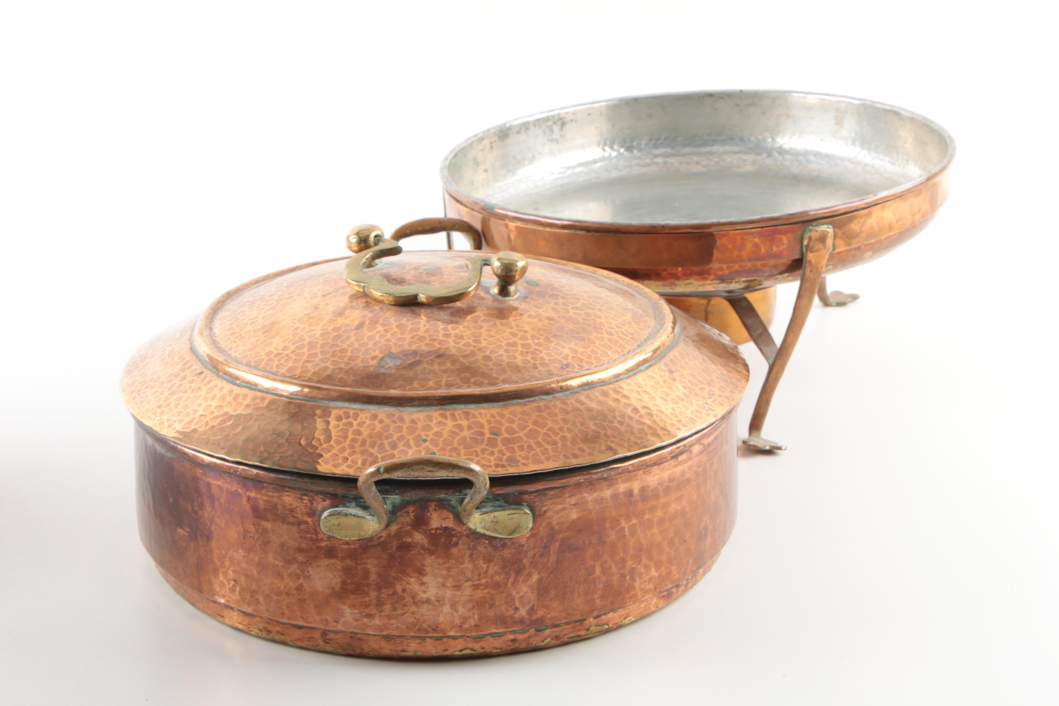Pakistani Afghan Metal Works "Peshawar" Hammered Copper Chafing Dishes