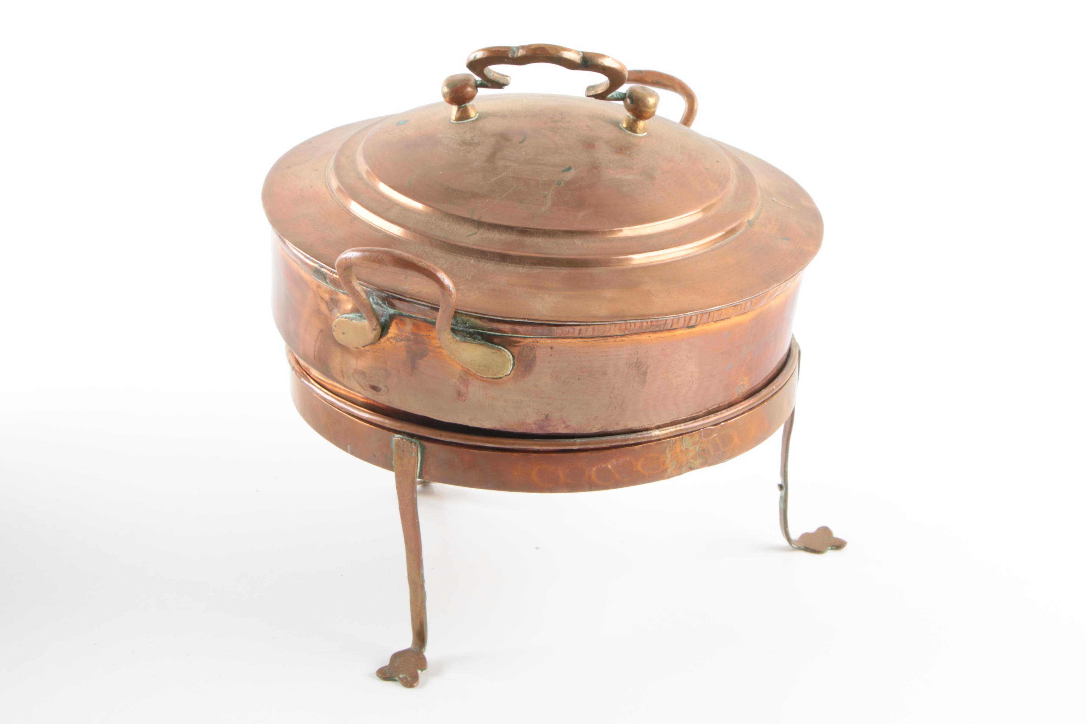 Pakistani Afghan Metal Works "Peshawar" Hammered Copper Chafing Dishes