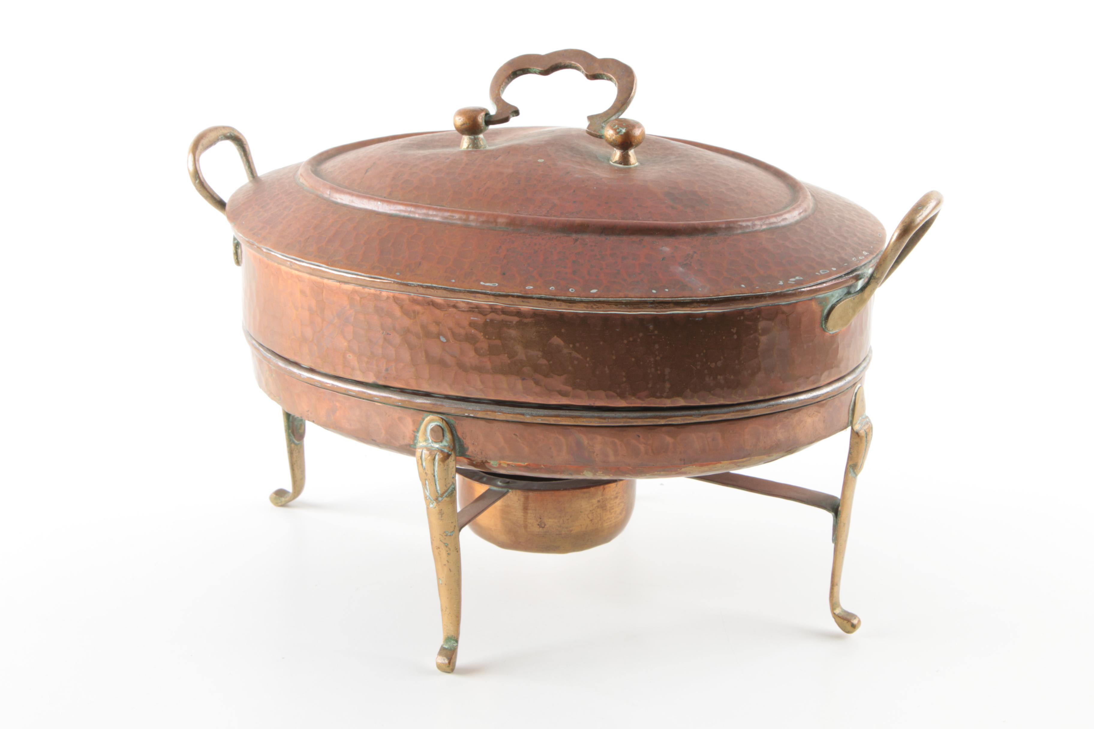 Pakistani Afghan Metal Works "Peshawar" Hammered Copper Chafing Dishes