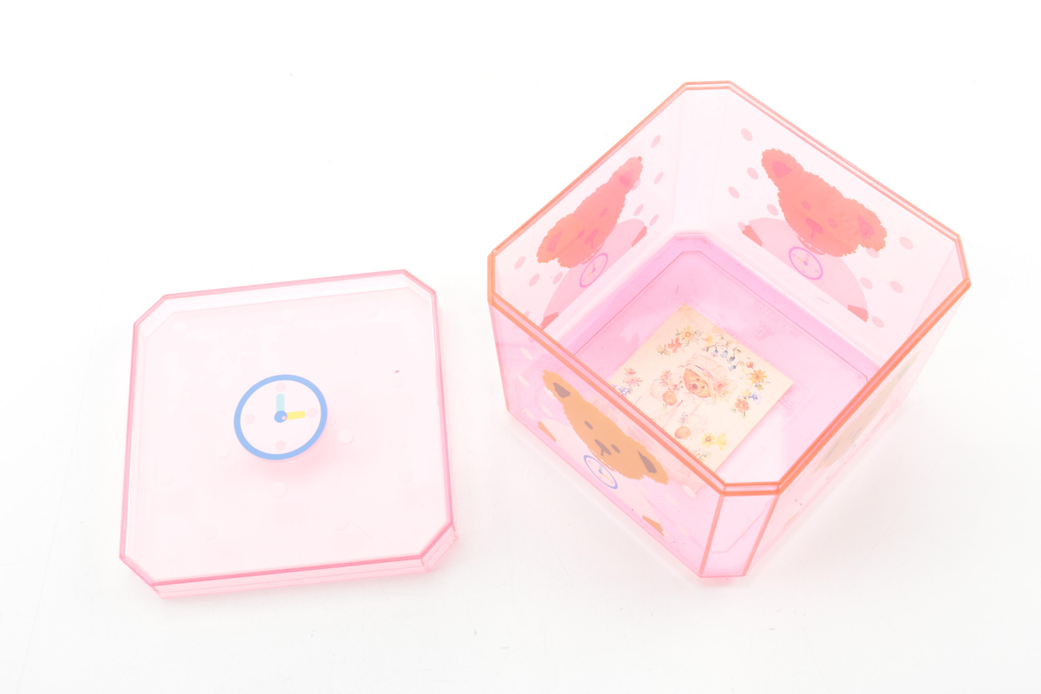 Youngs Inc. Bear Figurine Set, Ceramic Peaches and Box