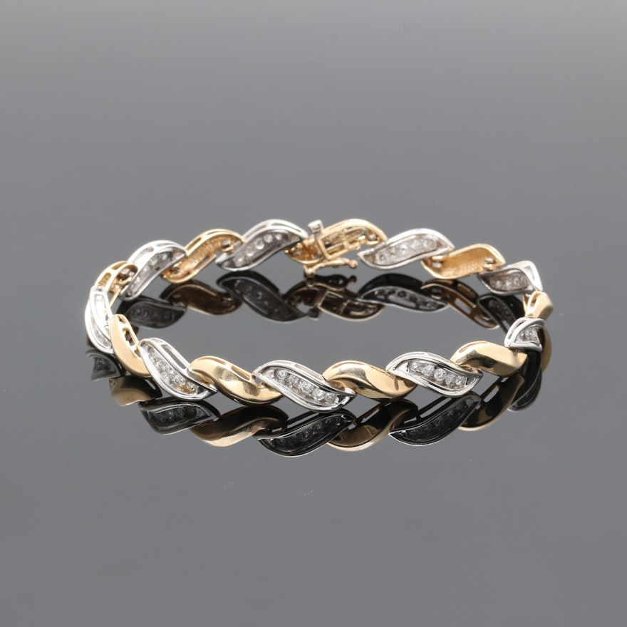 10K Two Tone Gold 1.05 CTW Diamond Bracelet