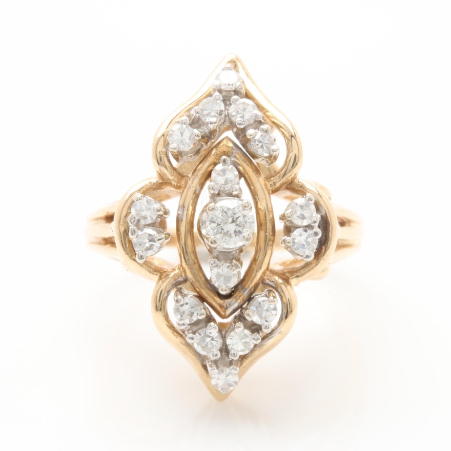 14K Yellow Gold Diamond Ring