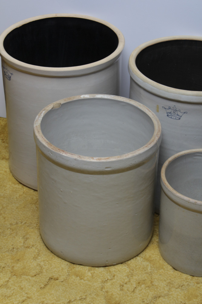 Four Vintage Stoneware Crocks