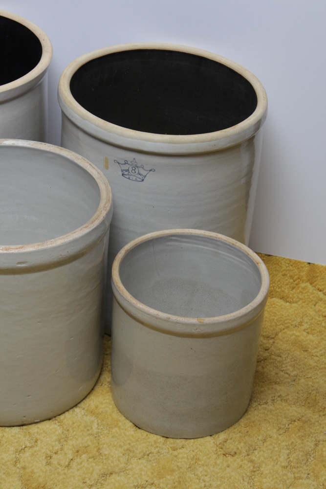 Four Vintage Stoneware Crocks