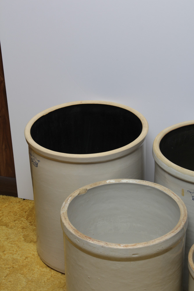 Four Vintage Stoneware Crocks