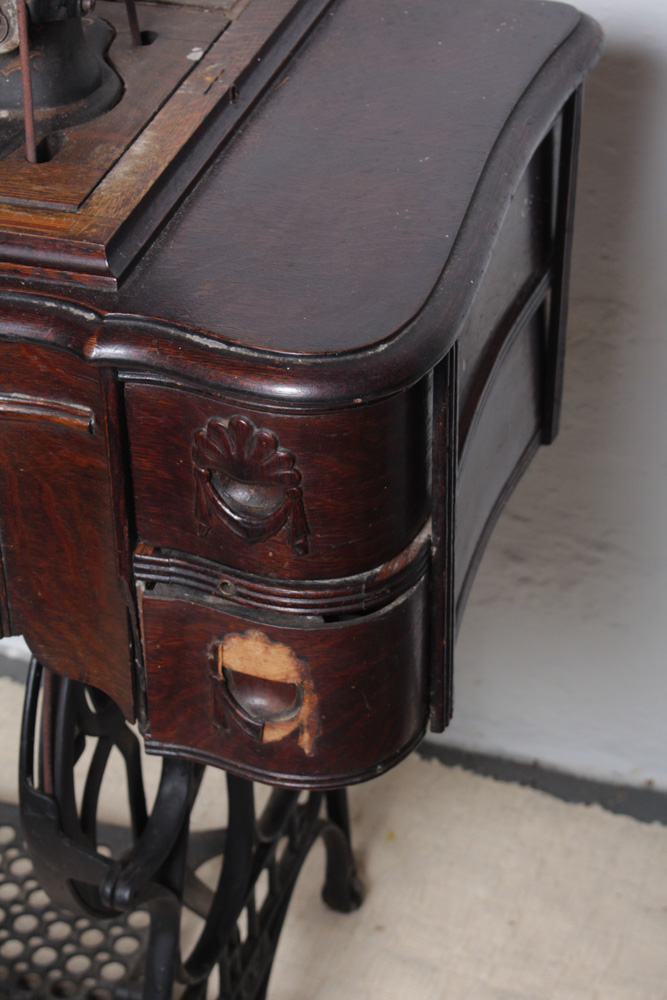 Antique Circa 1890s White Sewing Machine Table