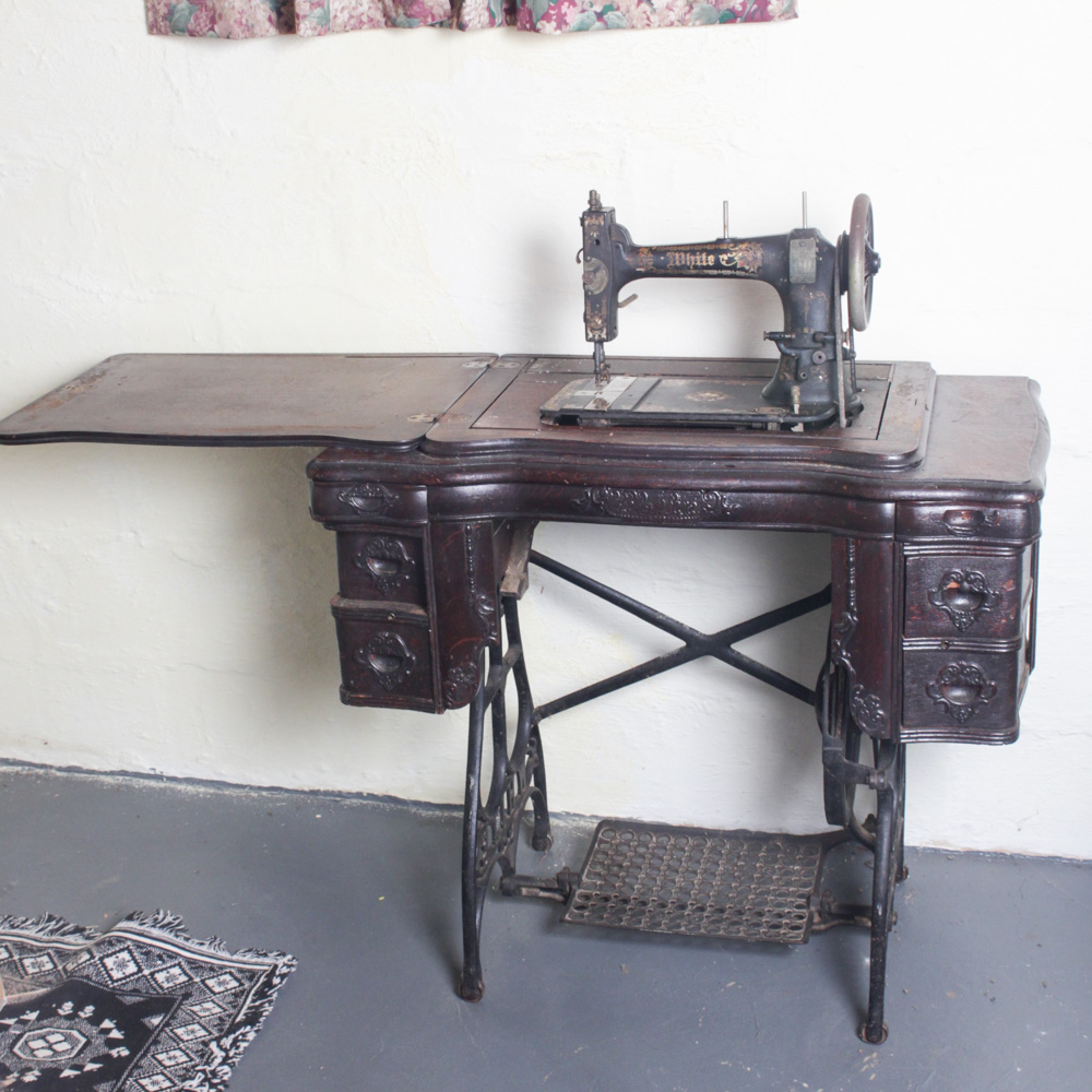 Antique Circa 1890s White Sewing Machine Table