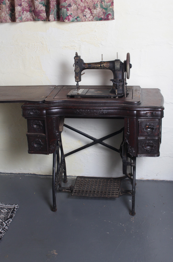 Antique Circa 1890s White Sewing Machine Table