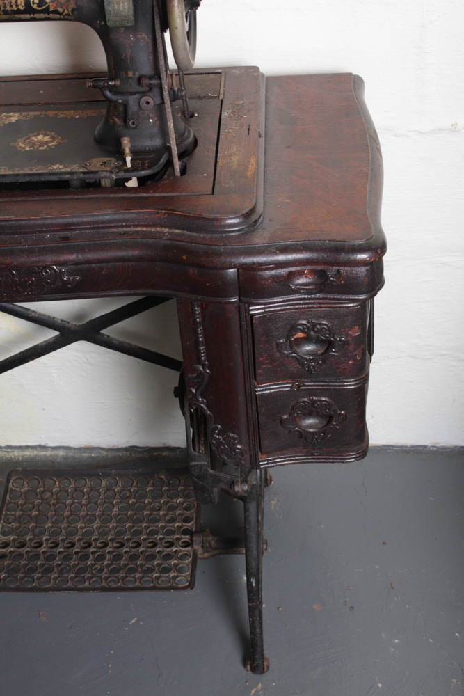 Antique Circa 1890s White Sewing Machine Table