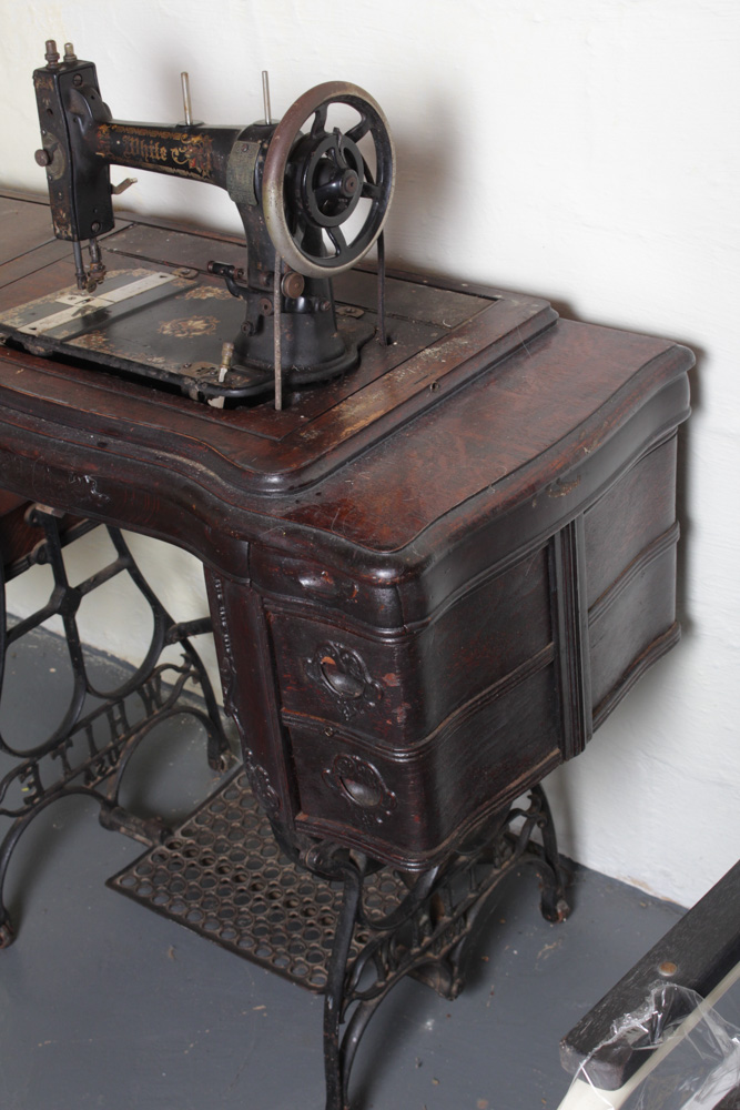 Antique Circa 1890s White Sewing Machine Table